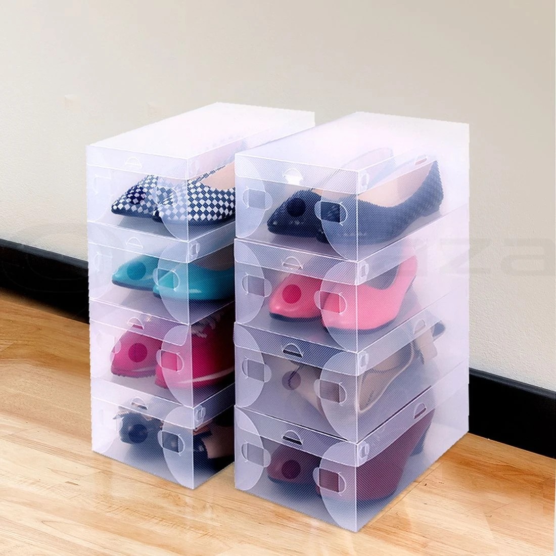 3 Artiss 20x Shoe Box Storage Clear Case Foldable Stackable Stackable Clear Organizer Space Saving
 - white, 3 of 8