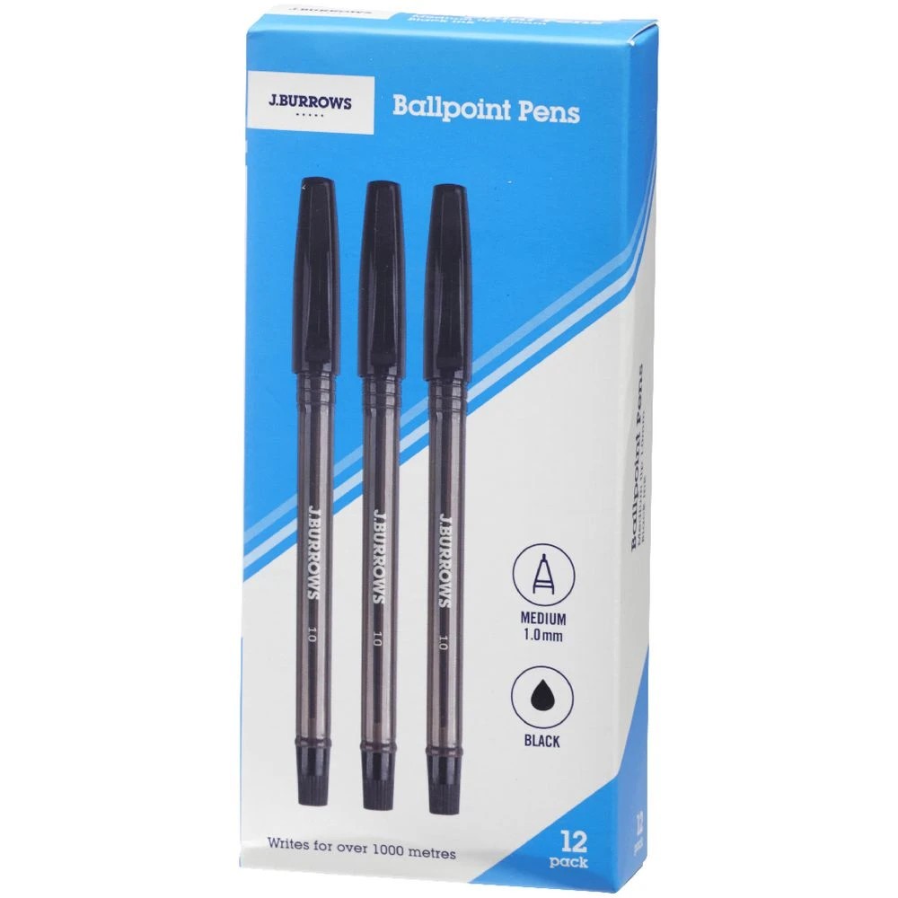 3 J.Burrows Ballpoint Pens Black 12 Pack, 3 of 3