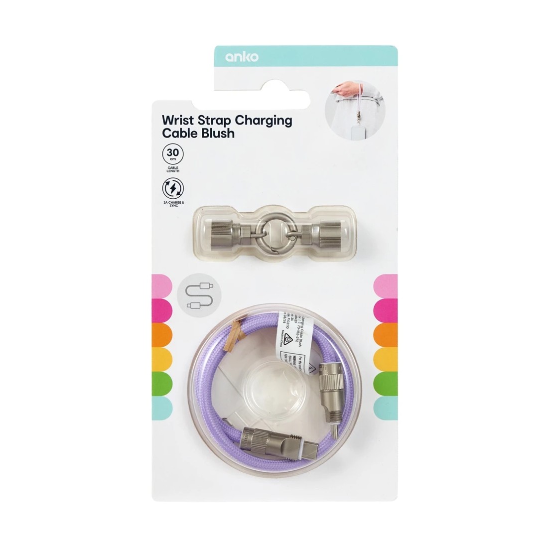 9 Wrist Strap Charging Cable - Lavender, 9 of 9