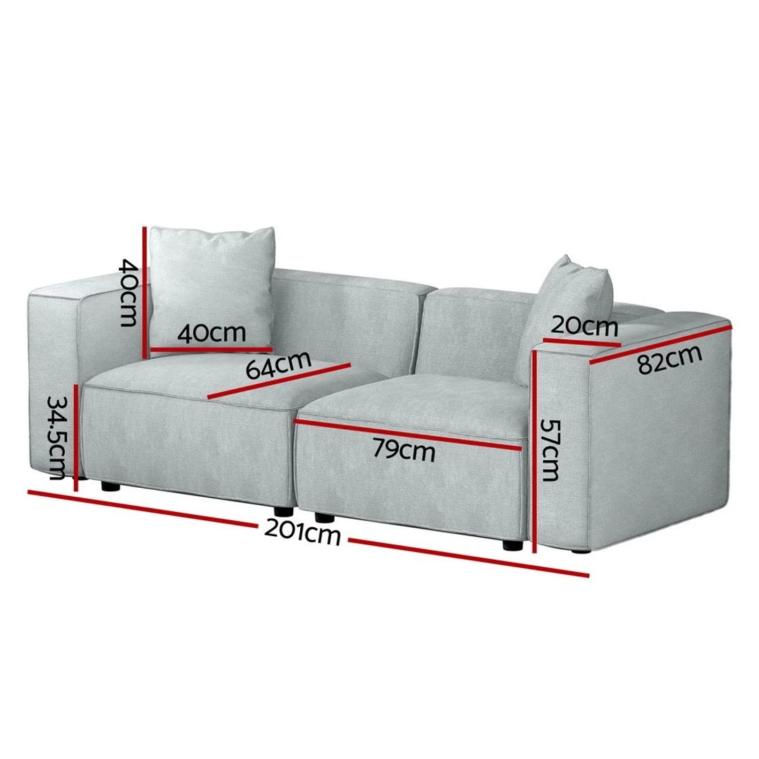 1 Artiss Modular Sofa Chaise Set 2 - Grey, 1 of 6