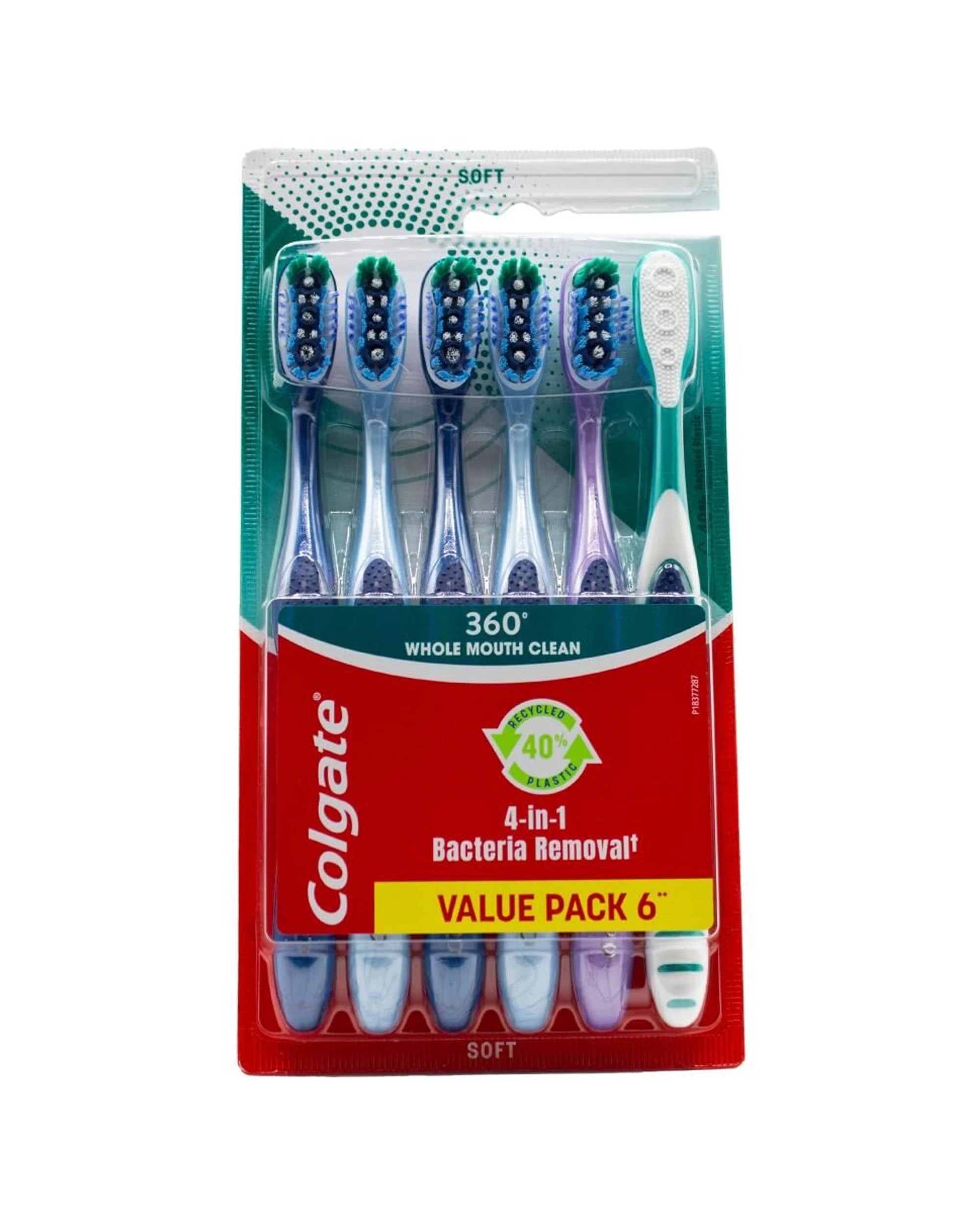 2 Colgate 360 Whole Mouth Clean Toothbrush 6PK Soft Bristles Dental Care - Multi, 2 of 3