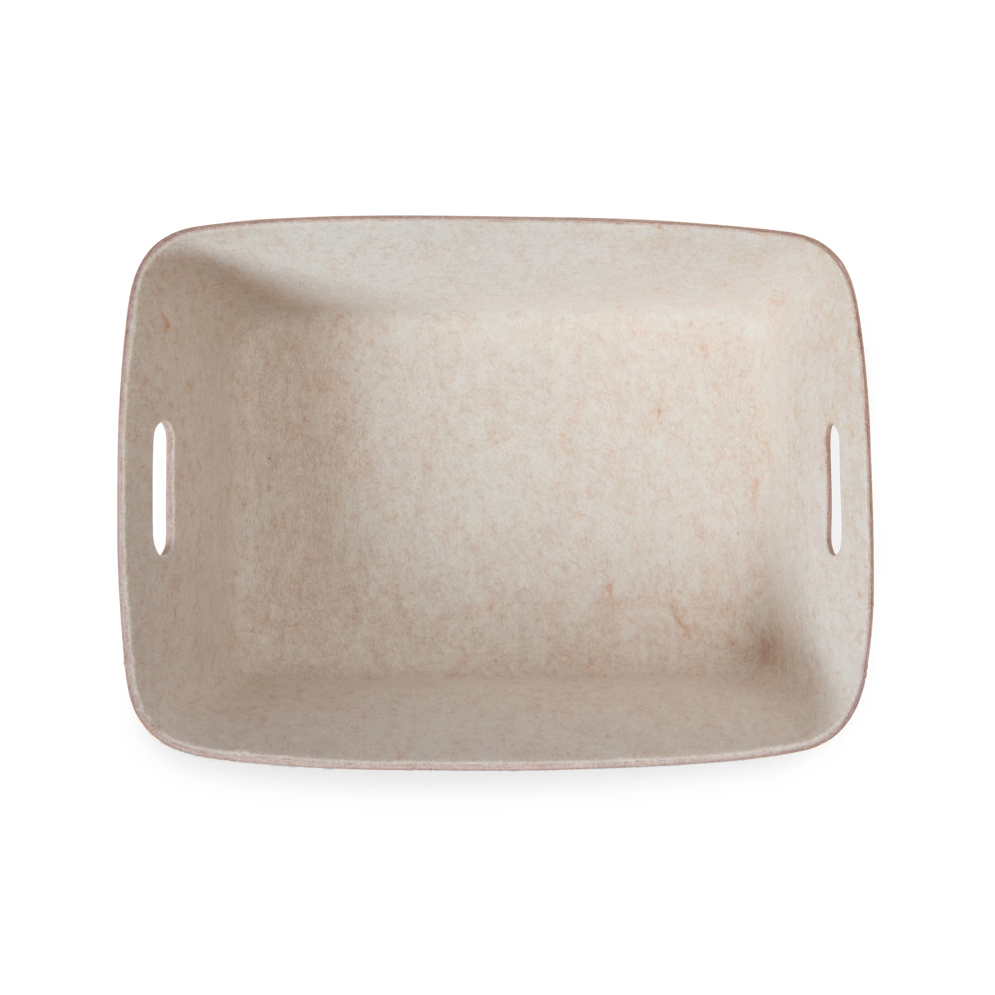 6 Two Tone Flat Felt Basket - Large, Beige, 6 of 9