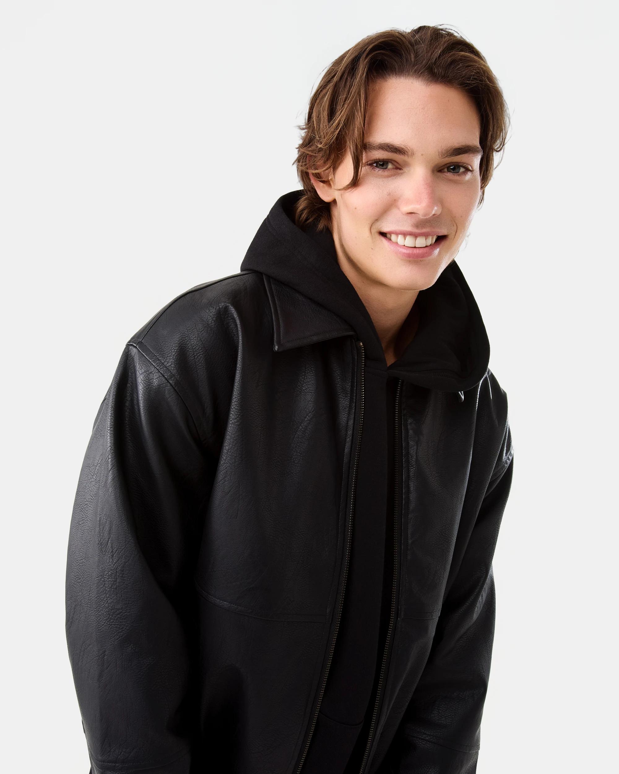 5 PU Bomber Jacket Black, 5 of 8