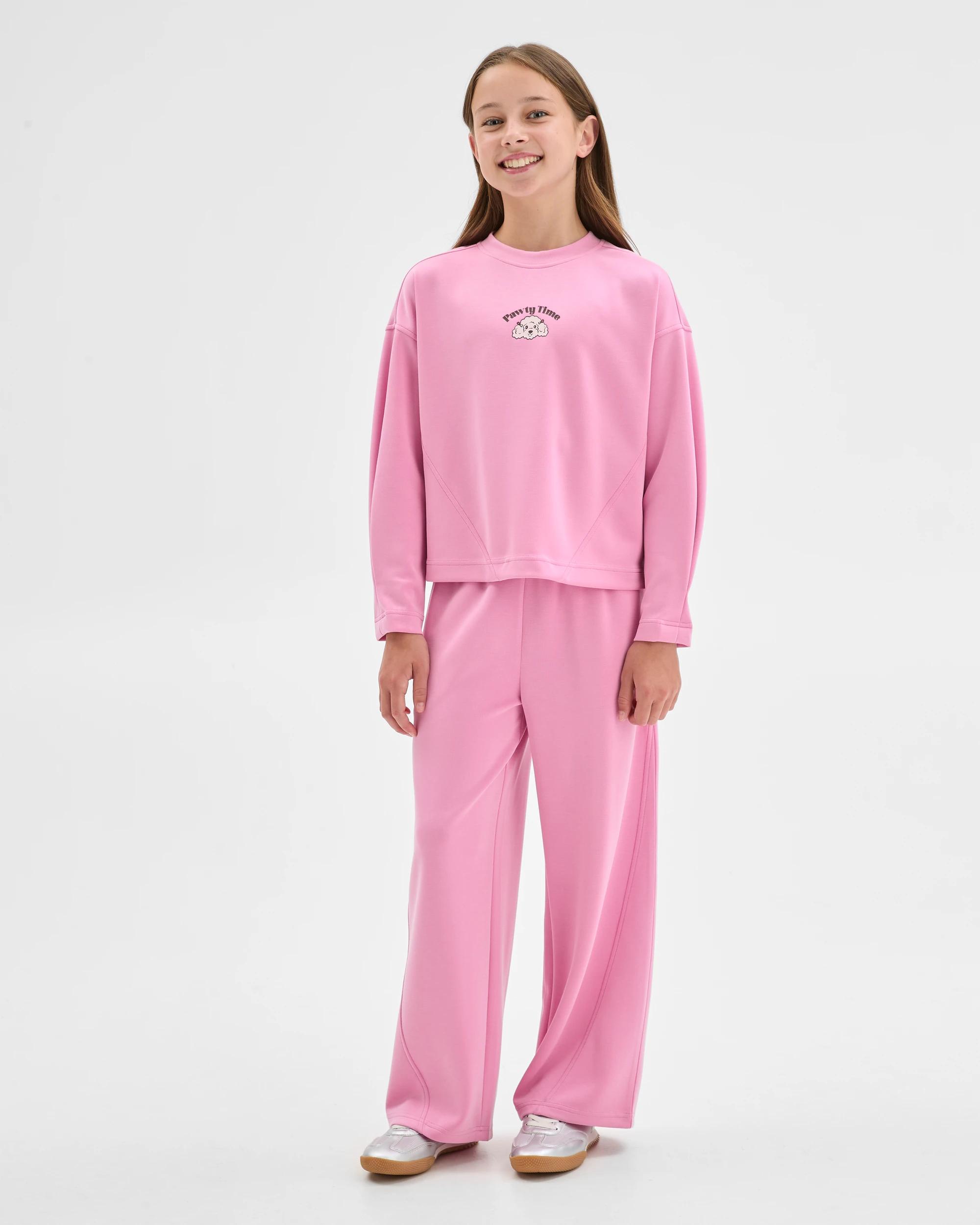 1 Target Kids Sandwash Scuba Wide Leg Trackpants PINK, 1 of 6