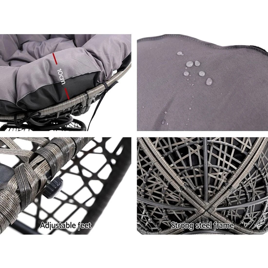 4 Gardeon Outdoor Chairs - Grey, 4 of 7