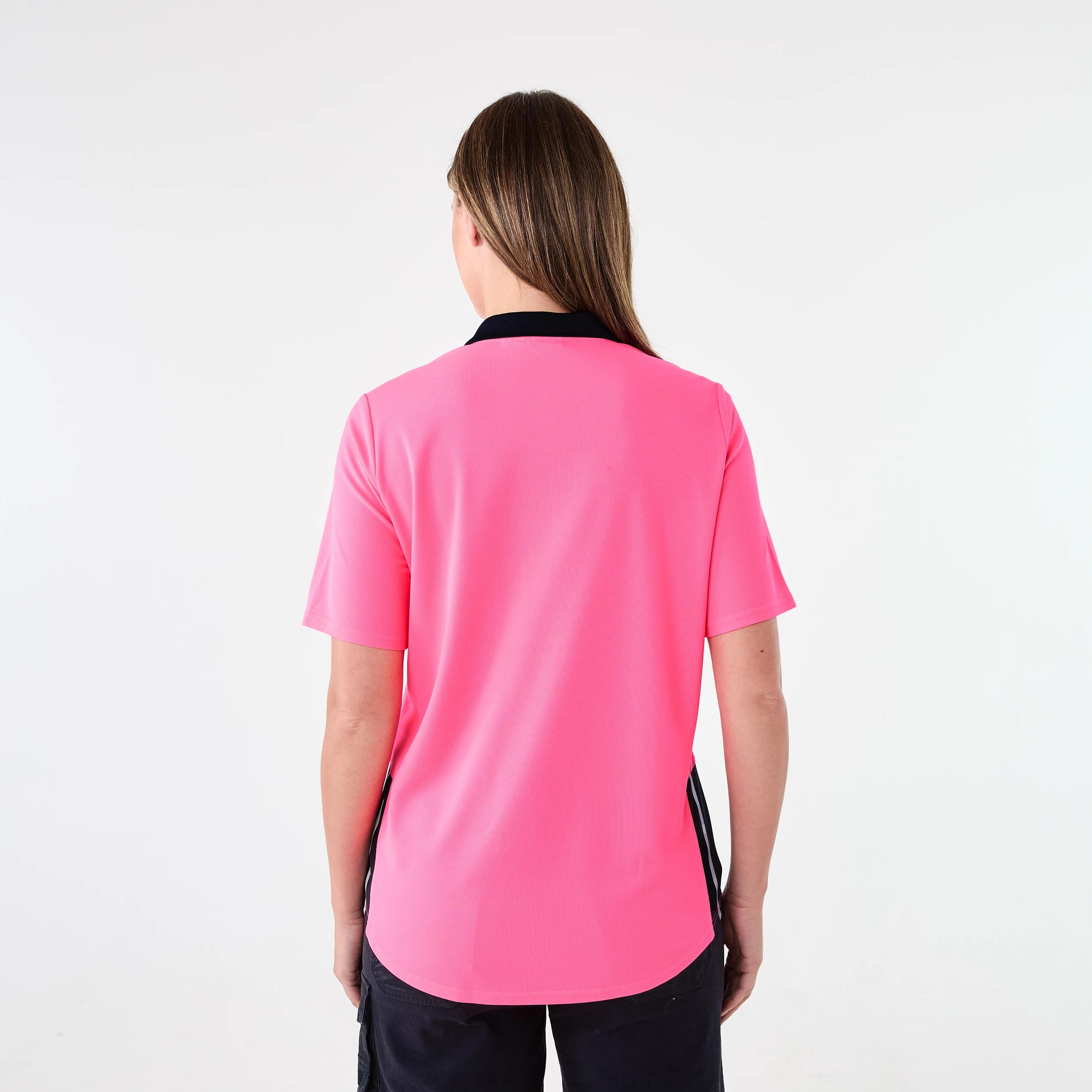 3 Workwear Short Sleeve Cool Polo Shirt SAFETY PINK, 3 of 7
