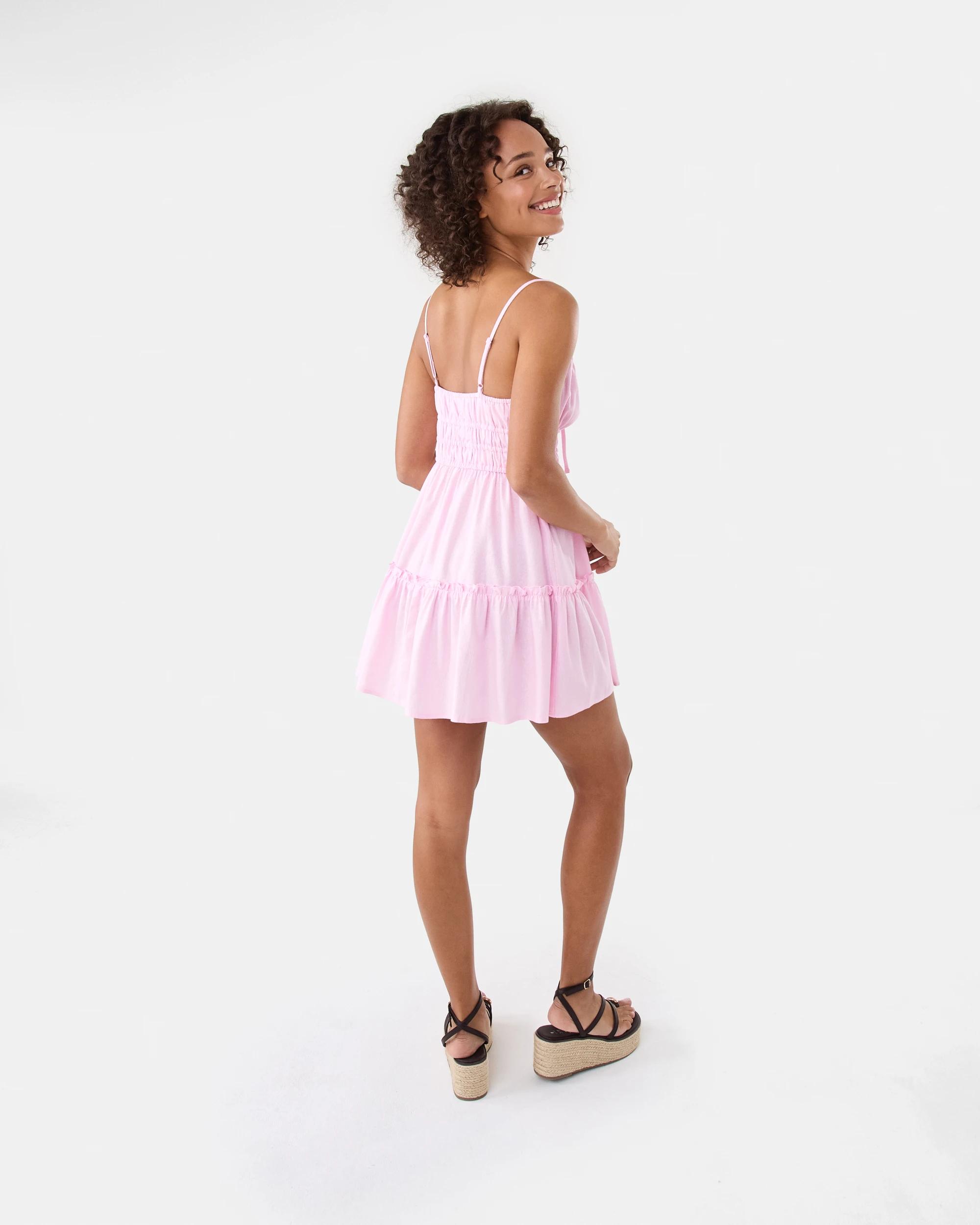 4 Sleeveless Mini Tiered Dress Bllet Pink, 4 of 8