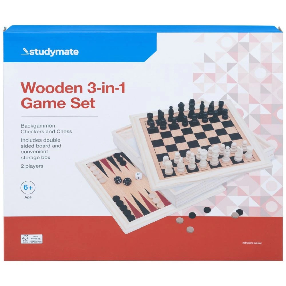 1 Studymate Wooden 3-in-1 Game Set, 1 of 9