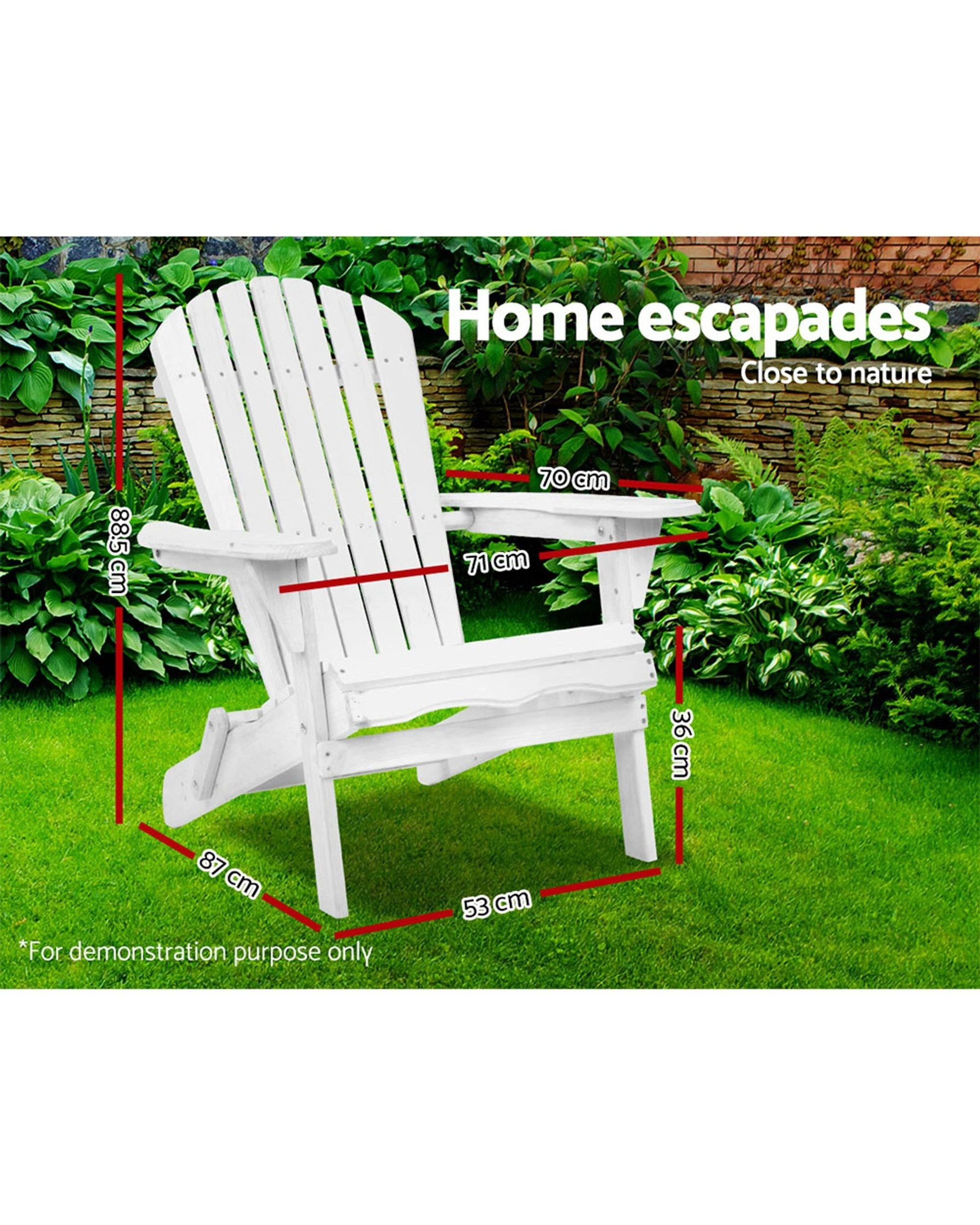 2 Gardeon Adirondack Outdoor Chairs Wooden Foldable Beach Chair Patio Furniture
 - White, 2 of 2