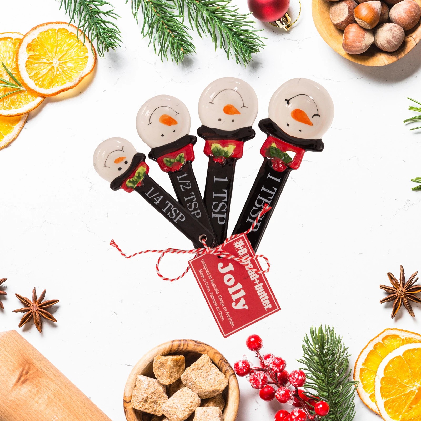 3 Bread and Butter Snowman Spoons 4 Pack - Black White, 3 of 3