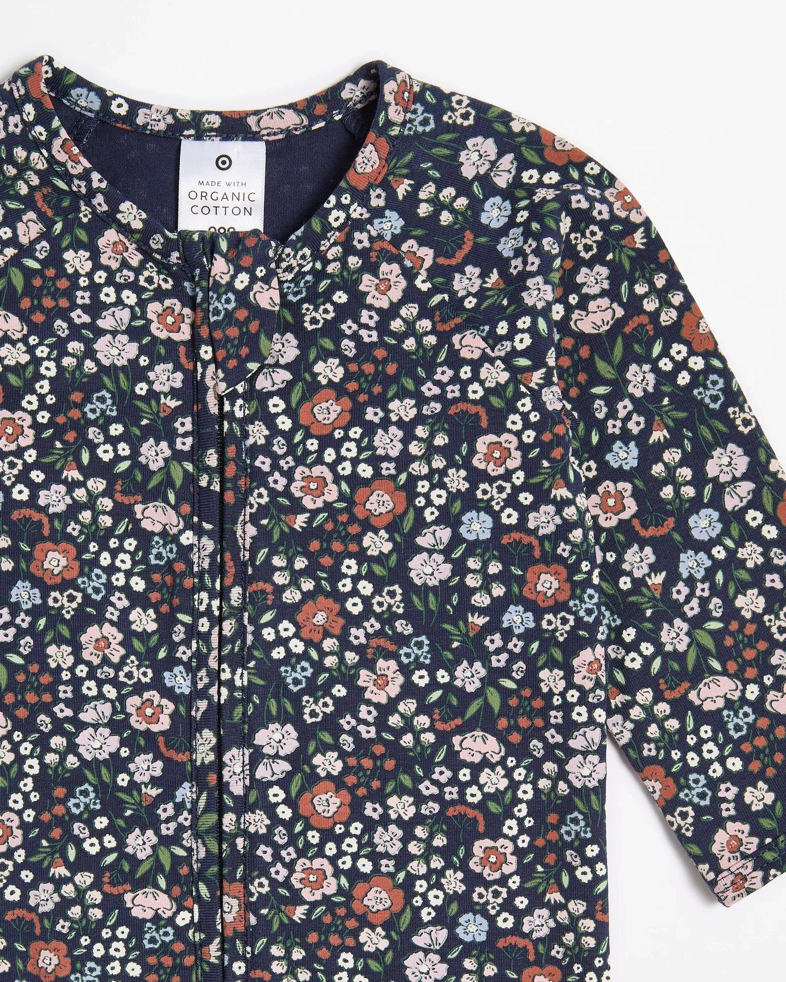 2 Target Baby Organic Cotton Print Zip Coverall NAVY FLORAL, 2 of 3