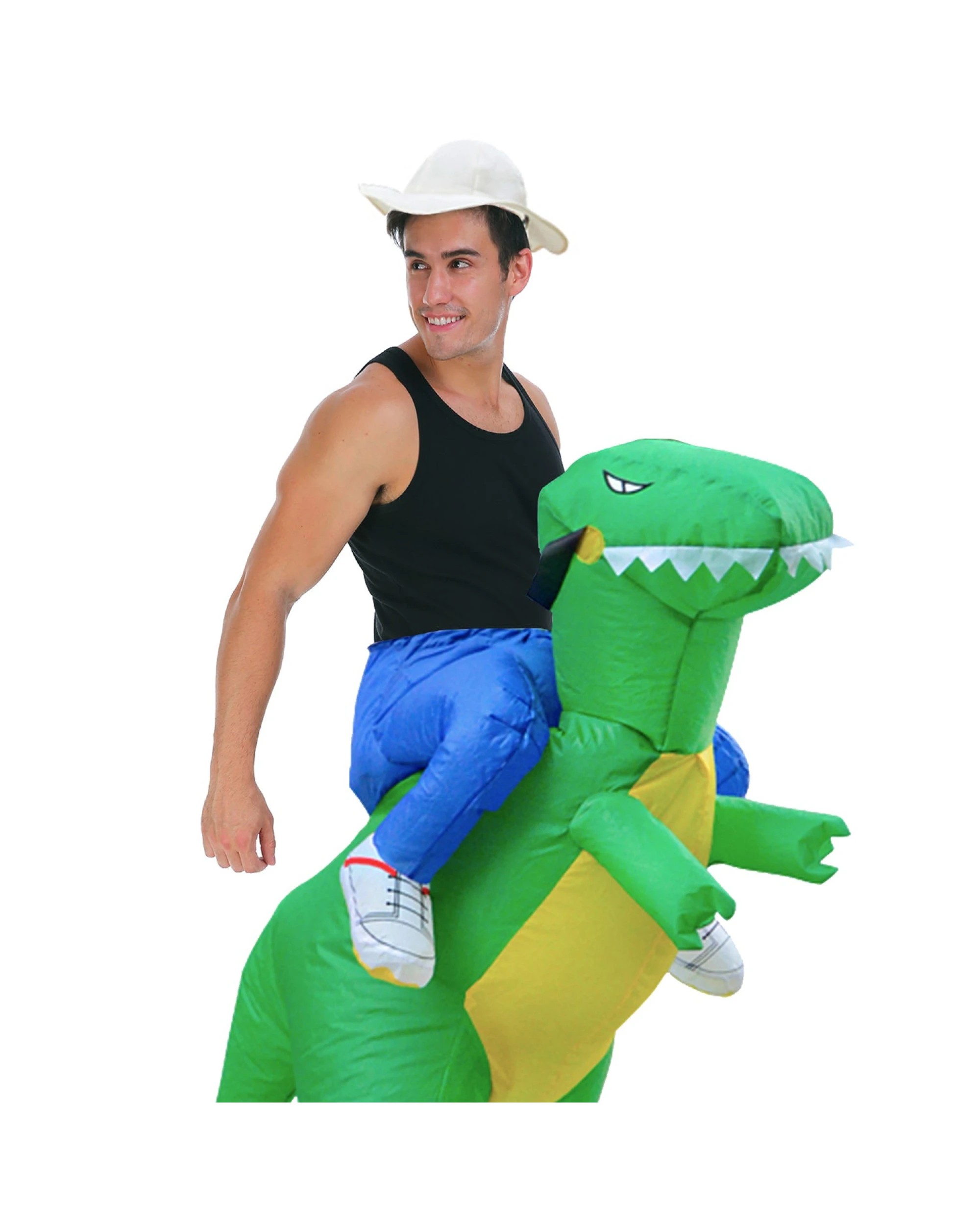 2 Adult Inflatable Dinosaur Costume with Hat and Air Fan, 2 of 2