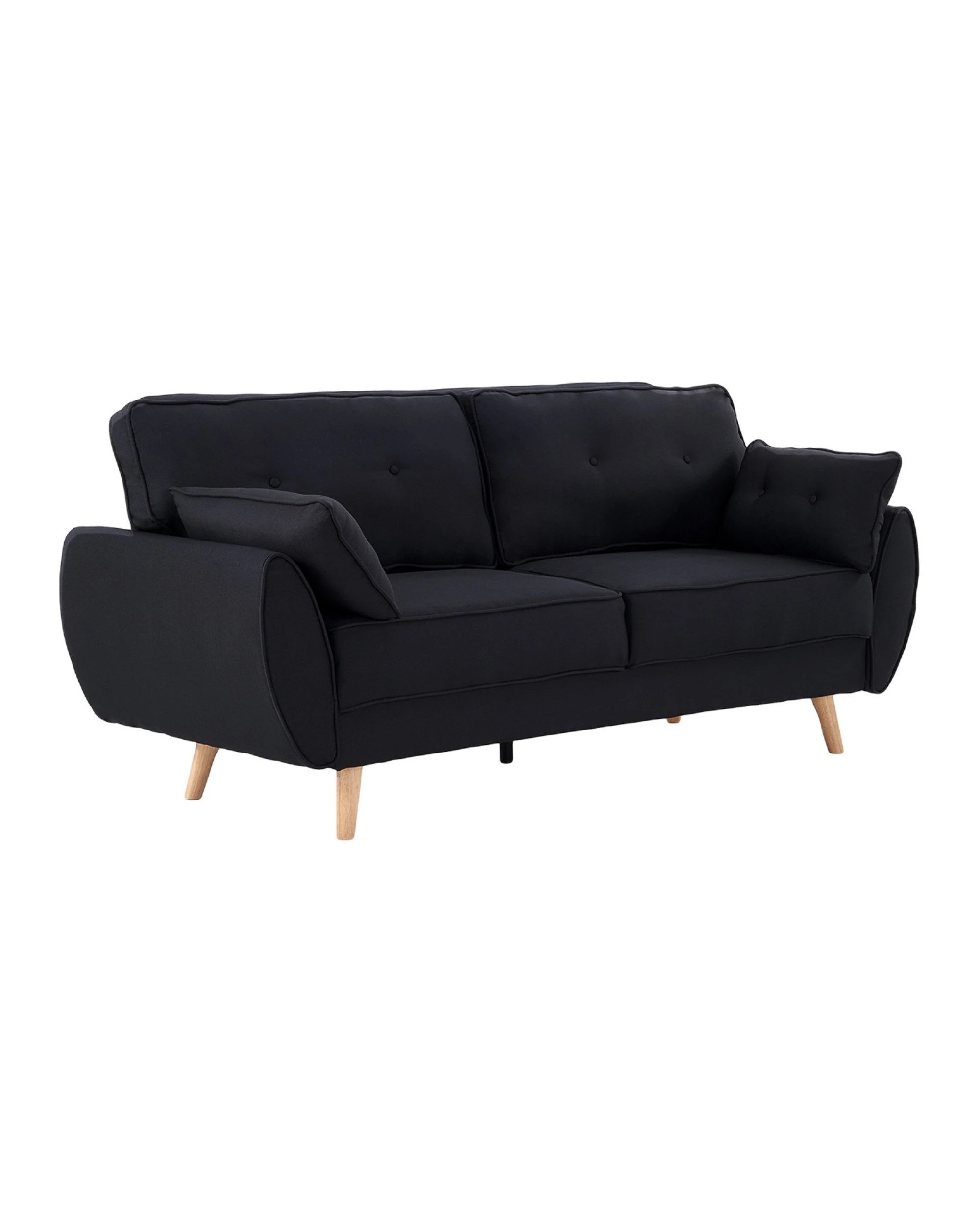 1 Sarantino 3 Seater Modular Linen Fabric Sofa Bed Couch Futon - Black, 1 of 10