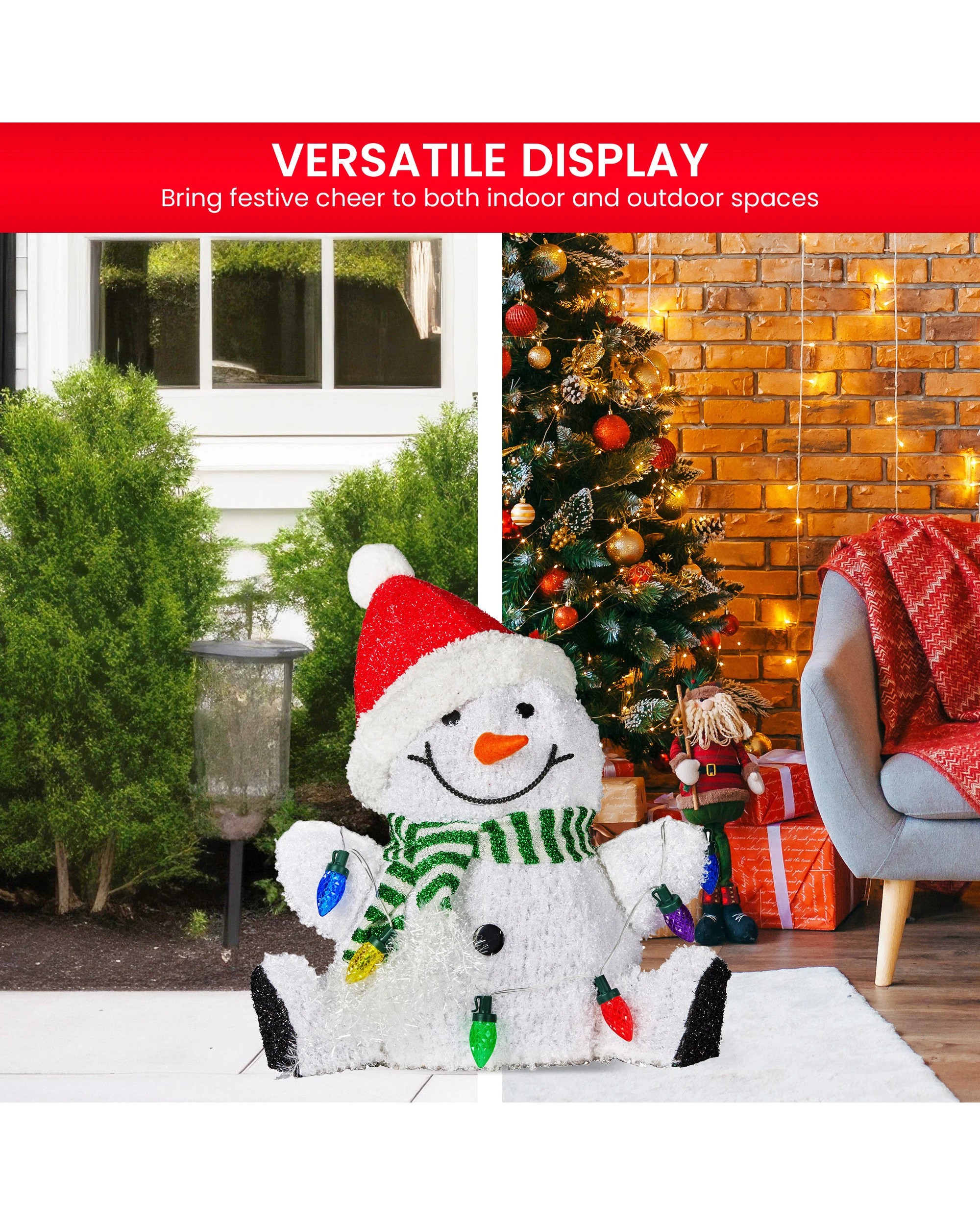 6 Christabelle Sitting Christmas Snowman Display With Lights - 40cm, 6 of 7