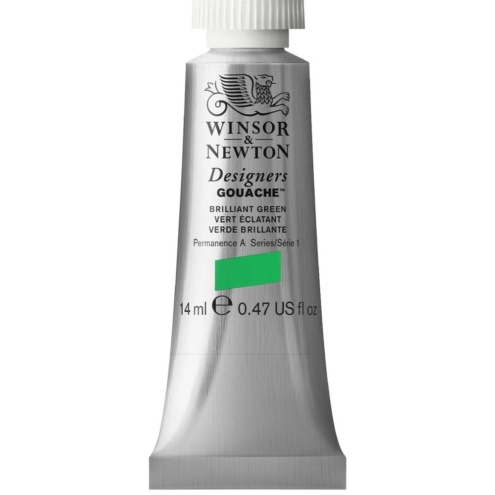 1 Winsor & Newton Designers Gouache 14mL Brilliant Green S1, 1 of 1