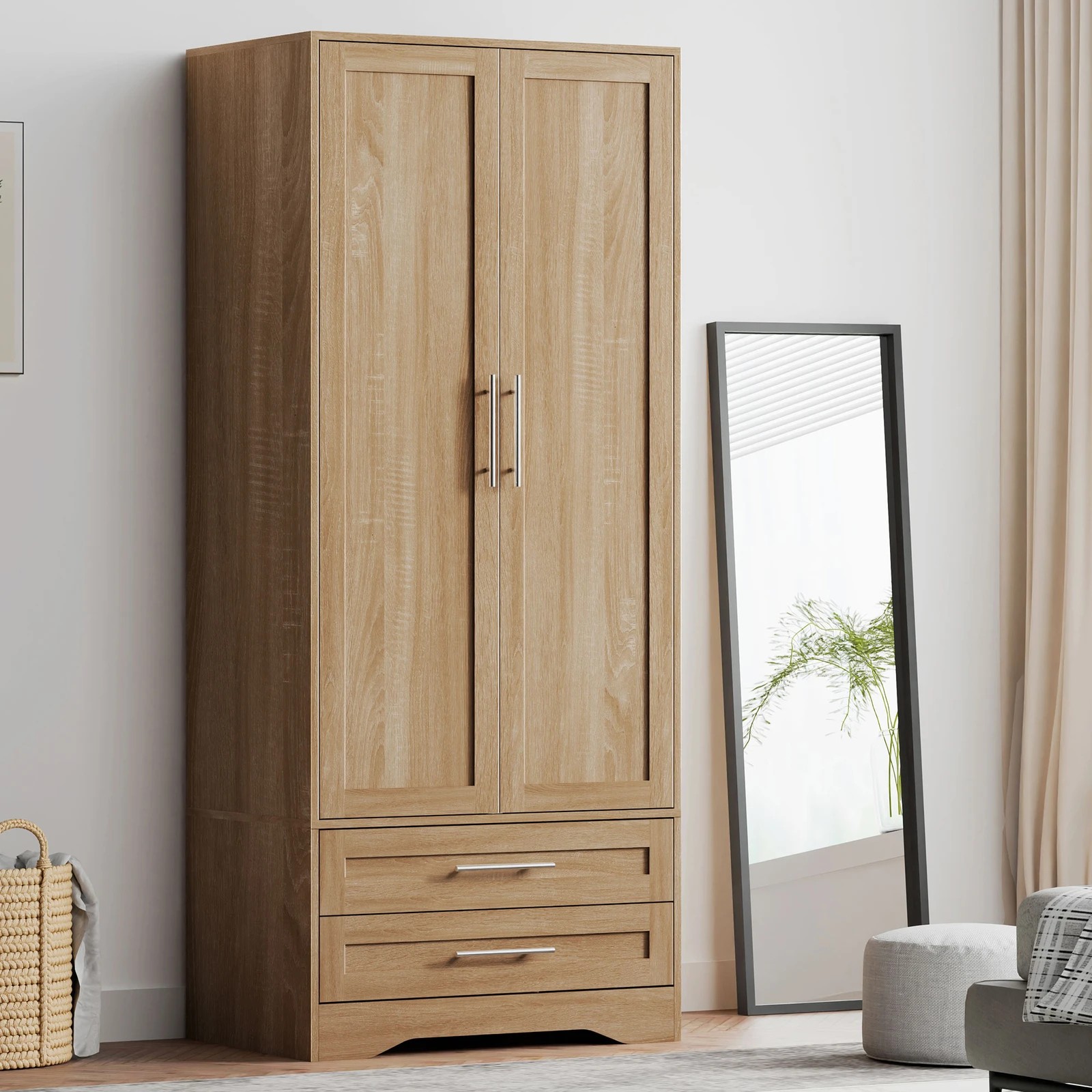 3 Alfordson Wardrobe Clothes Storage Cabinet Organizer Drawer Hanging Rod - Wood, 3 of 10