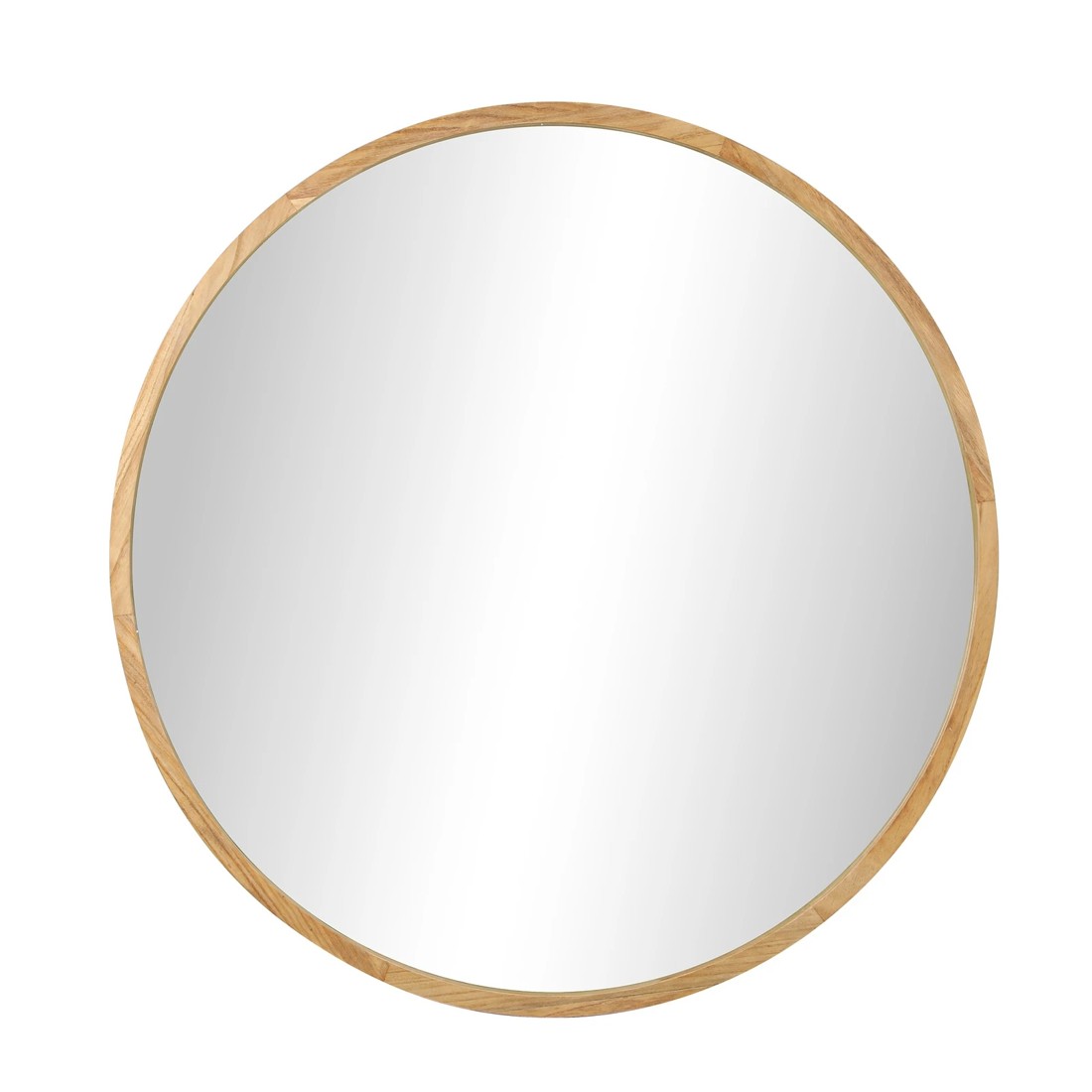 9 Oikiture 60cm Wall Mirrors Round Makeup Mirror Home Decor Wooden Dining Room
 - Natural, 9 of 9