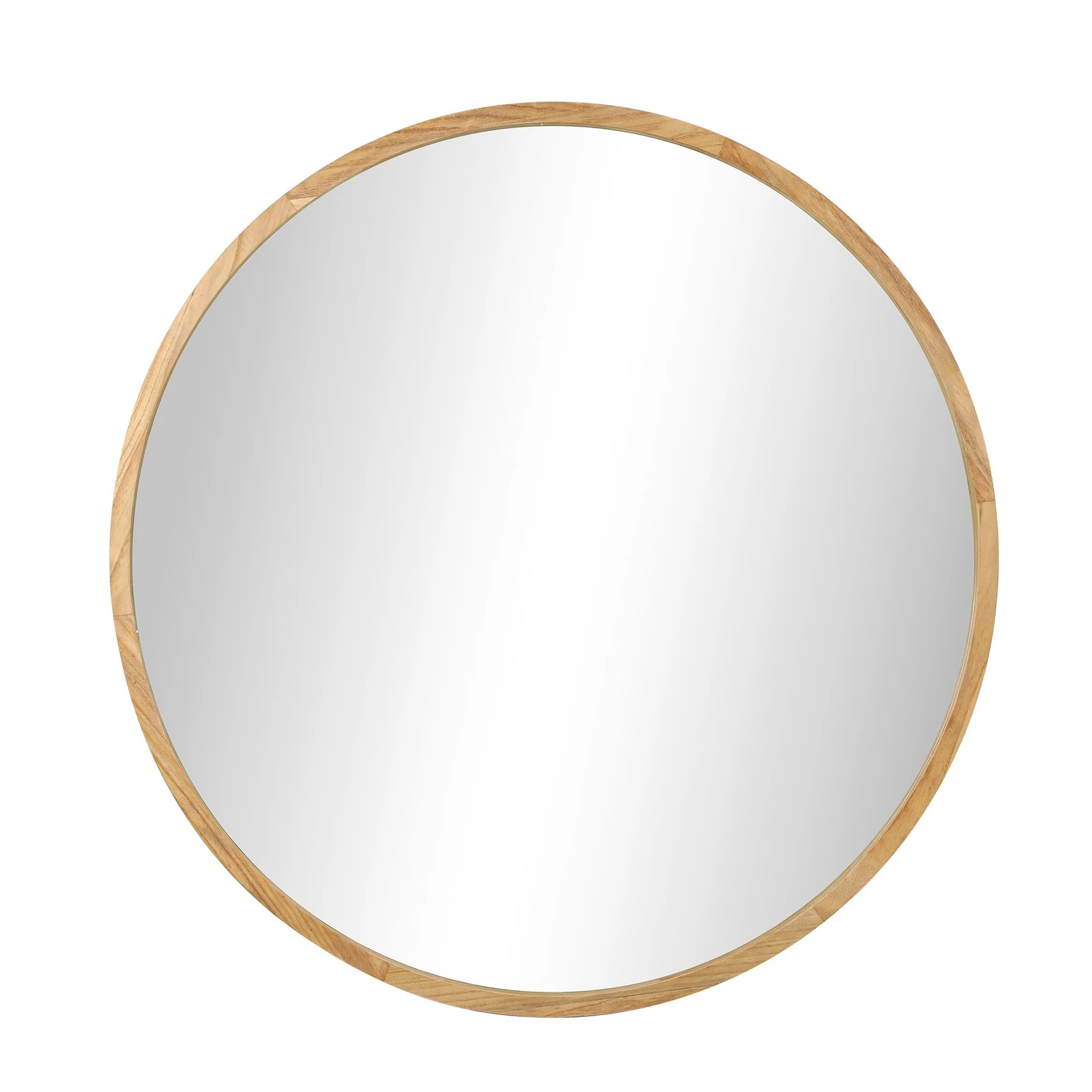 9 Oikiture 60cm Wall Mirrors Round Makeup Mirror Home Decor Wooden Dining Room
 - Natural, 9 of 9