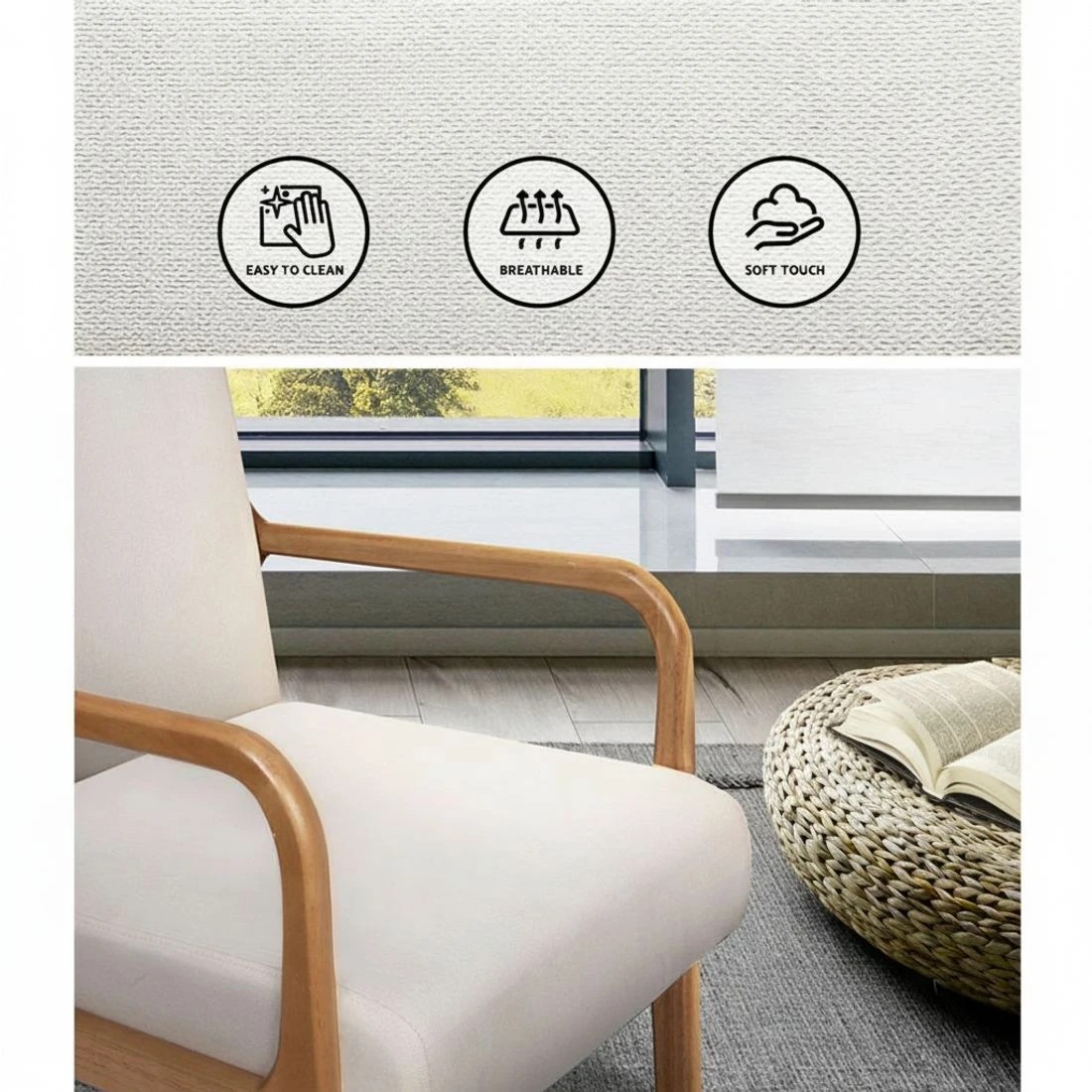 6 Artiss Armchair Fabric - Beige, 6 of 6