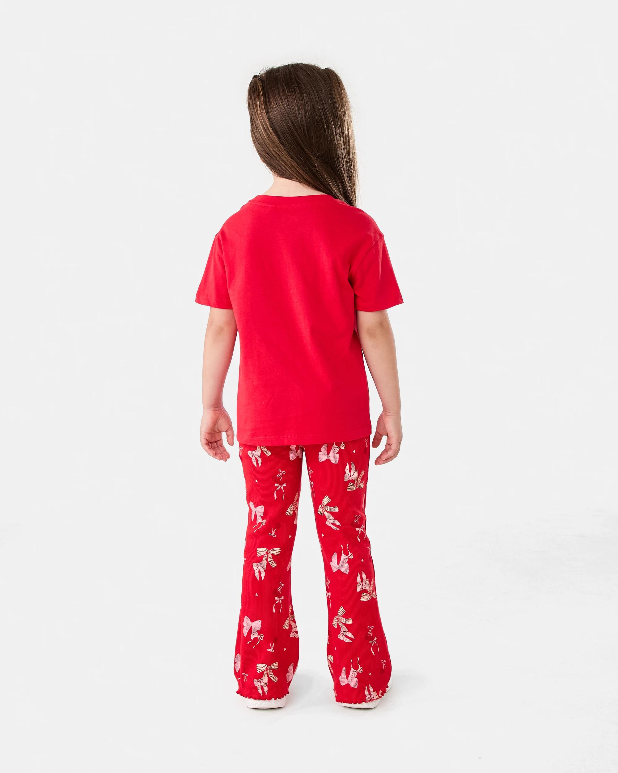 5 Christmas Flare Leggings Red Bows, 5 of 5