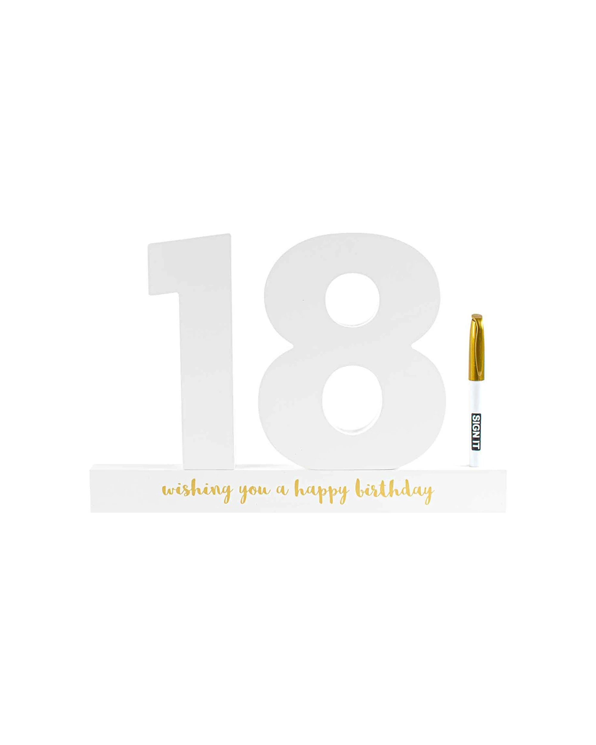 2 18th White Signature Block Gold Foil Novelty Birthday Message Party Statue
 - White, 2 of 3