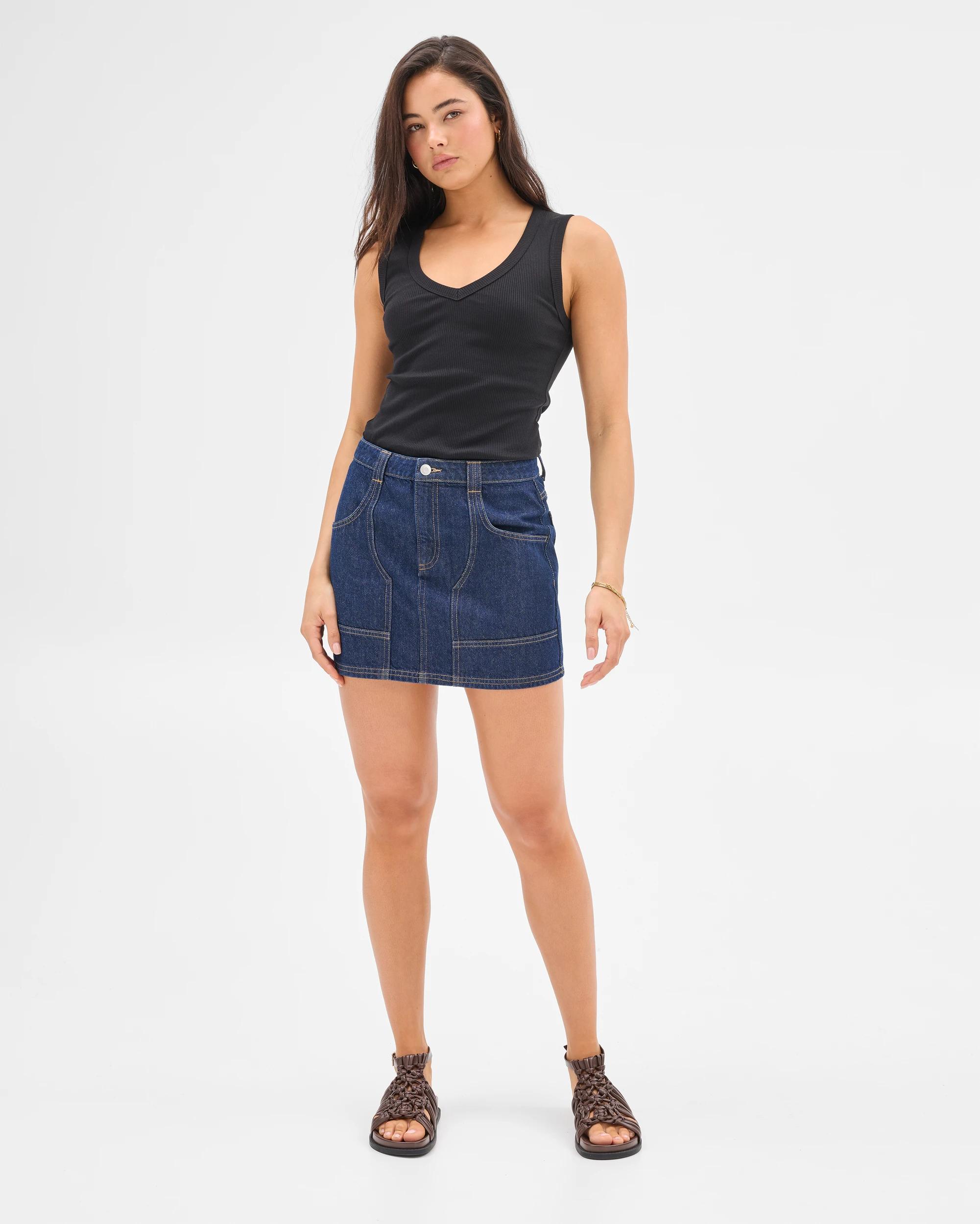 6 Patch Pocket Denim Mini Skirt - Lily Loves INDIGO, 6 of 8