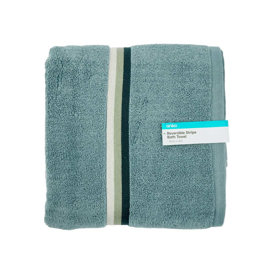 5 Stripe Reversible Cotton Bath Towel - Blue, 5 of 5