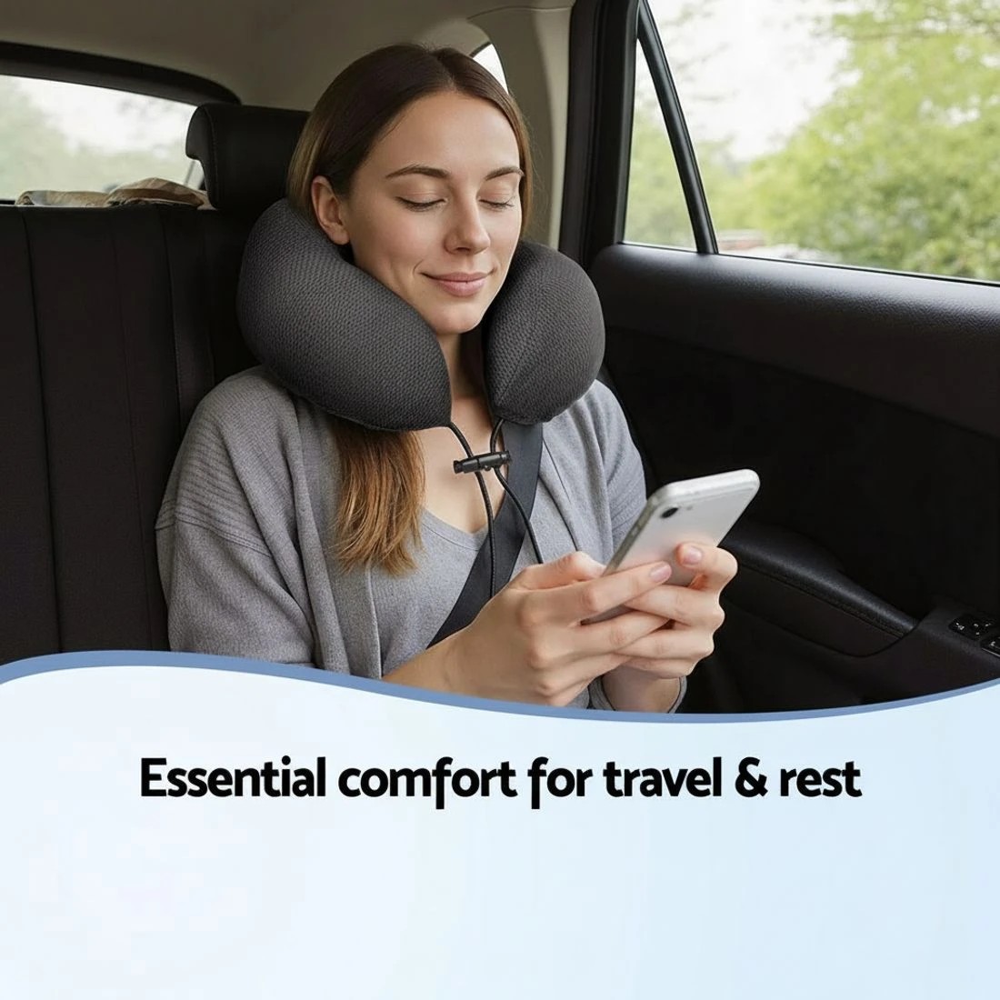 4 Giselle Bedding Travel Neck Pillow U-Shape Support Memory Foam Plane Car Cushion - Black, 4 of 7
