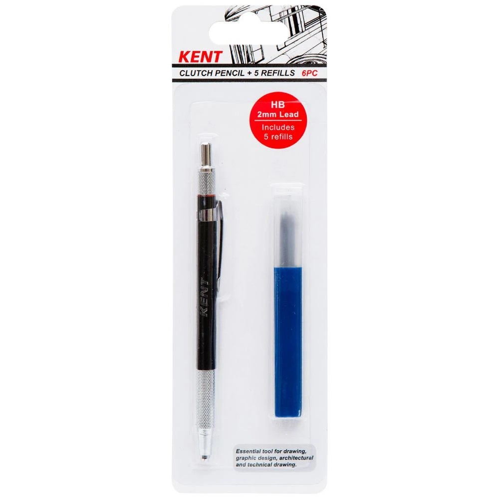 1 KENT 2mm HB Clutch Pencil with Refill 6 Pack, 1 of 3