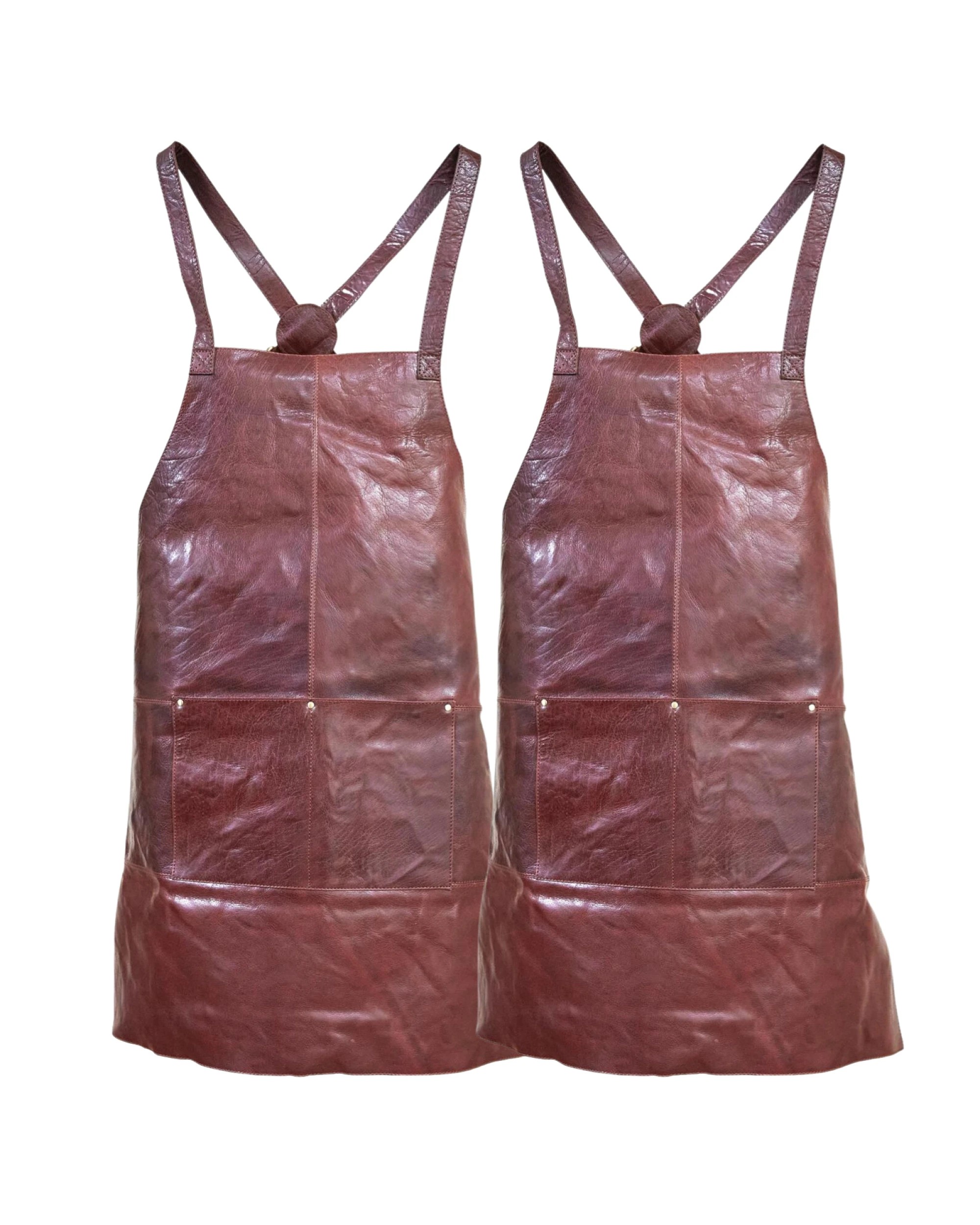 1 Pierre Cardin 2x Professional Leather Apron Butcher Woodwork  Barber - Chestnut, 1 of 5