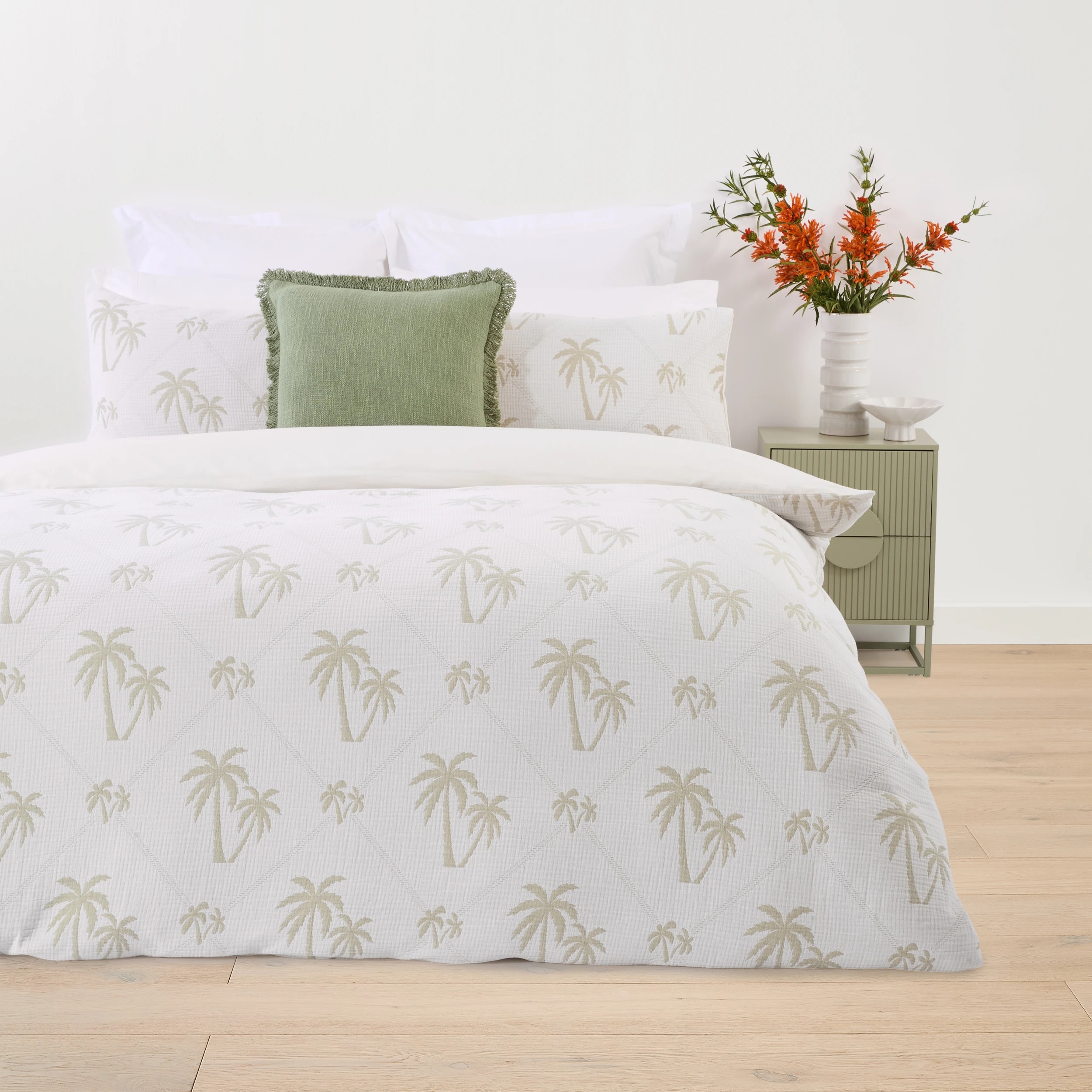 1 Palm Cove Cotton Quilt Cover Set - Super King Bed, 1 of 2