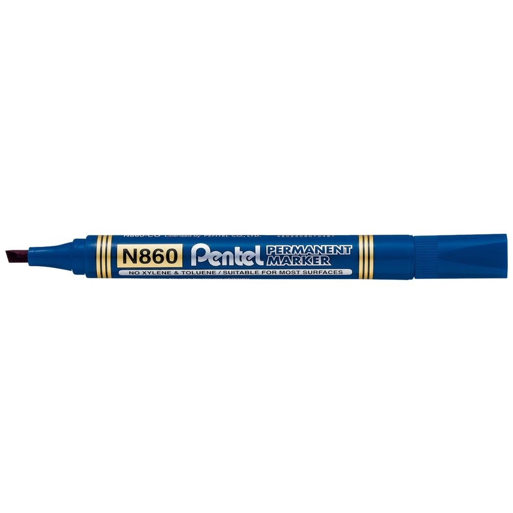 1 Pentel N860 Permanent Marker Chisel Blue, 1 of 1