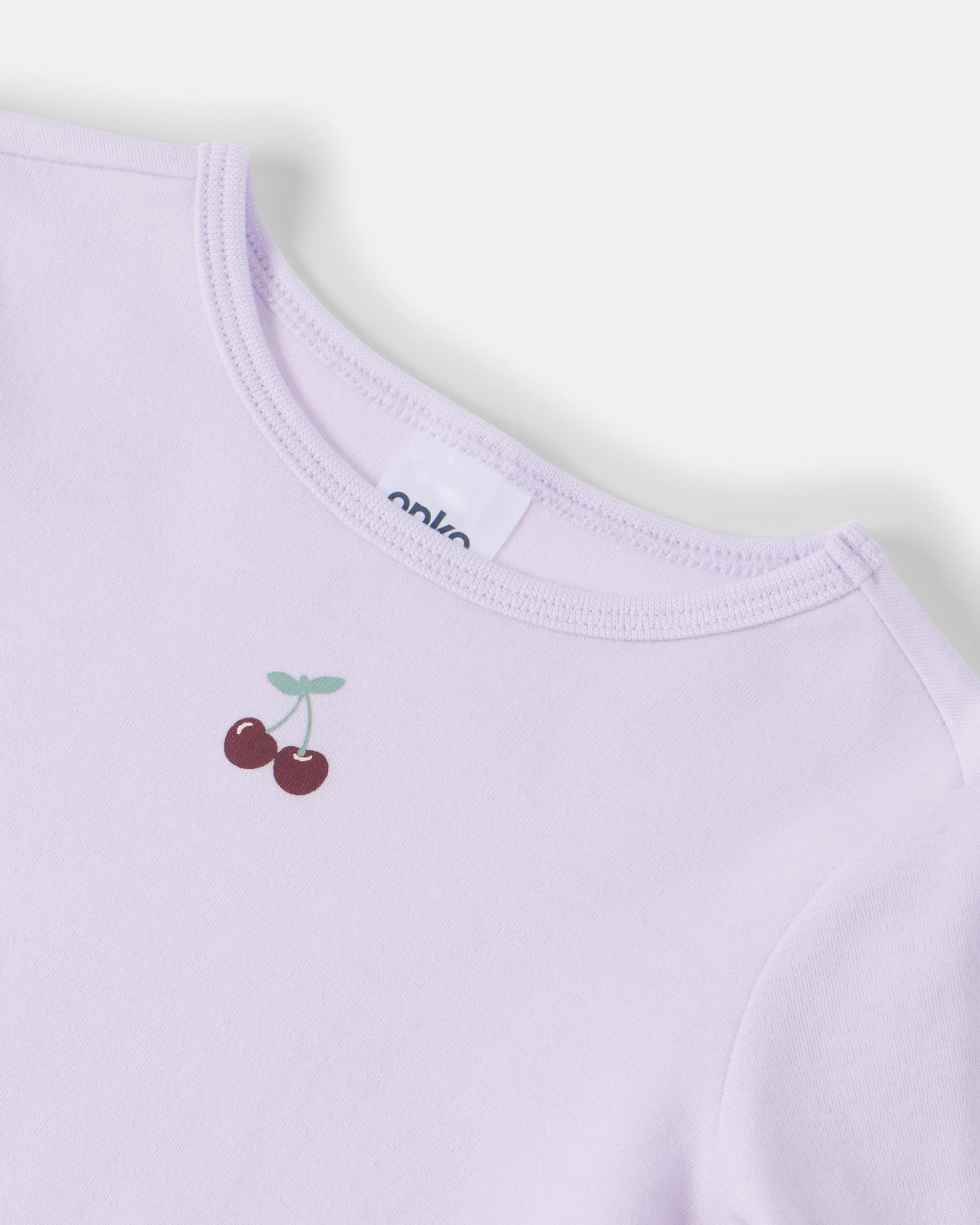3 Cotton Long Sleeve Print Bodysuit Lilc Chrry, 3 of 3