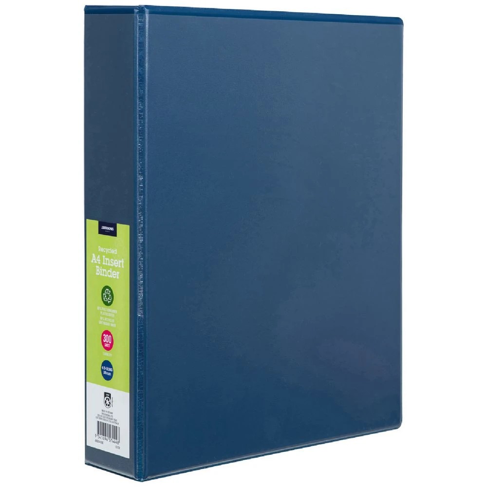 1 J.Burrows Insert Binder A4 4 D-Ring 38mm Blue, 1 of 6