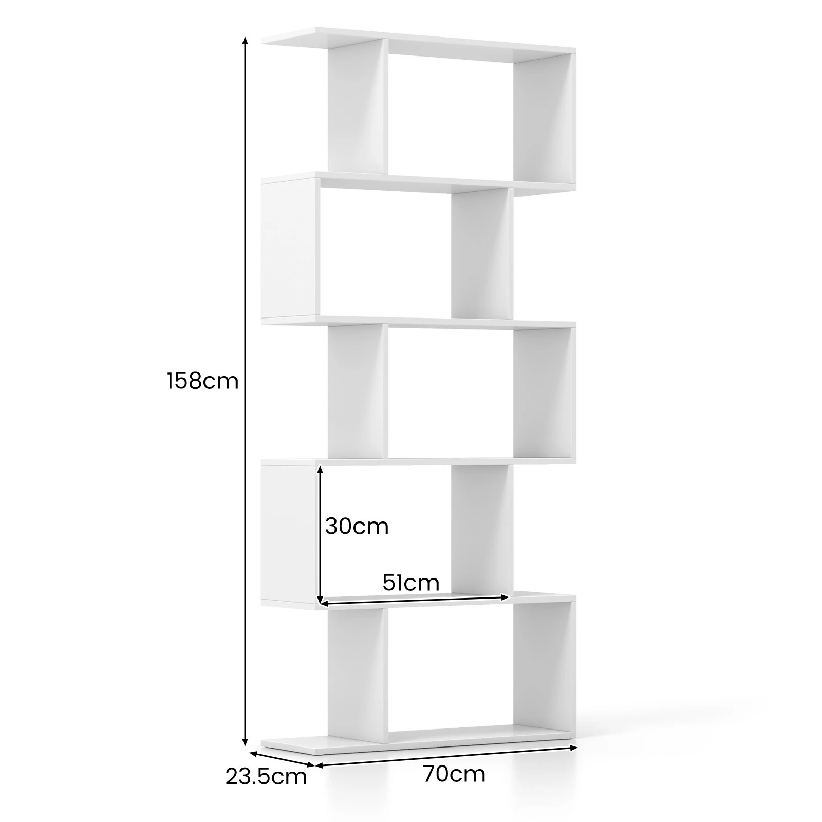 2 Costway 5-Tier Display Bookshelf Bookcase Storage Cabinet - White, 2 of 4