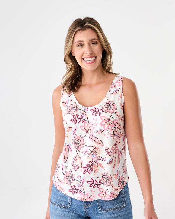 Sleeveless Linen Blend Scoop Neck Tank