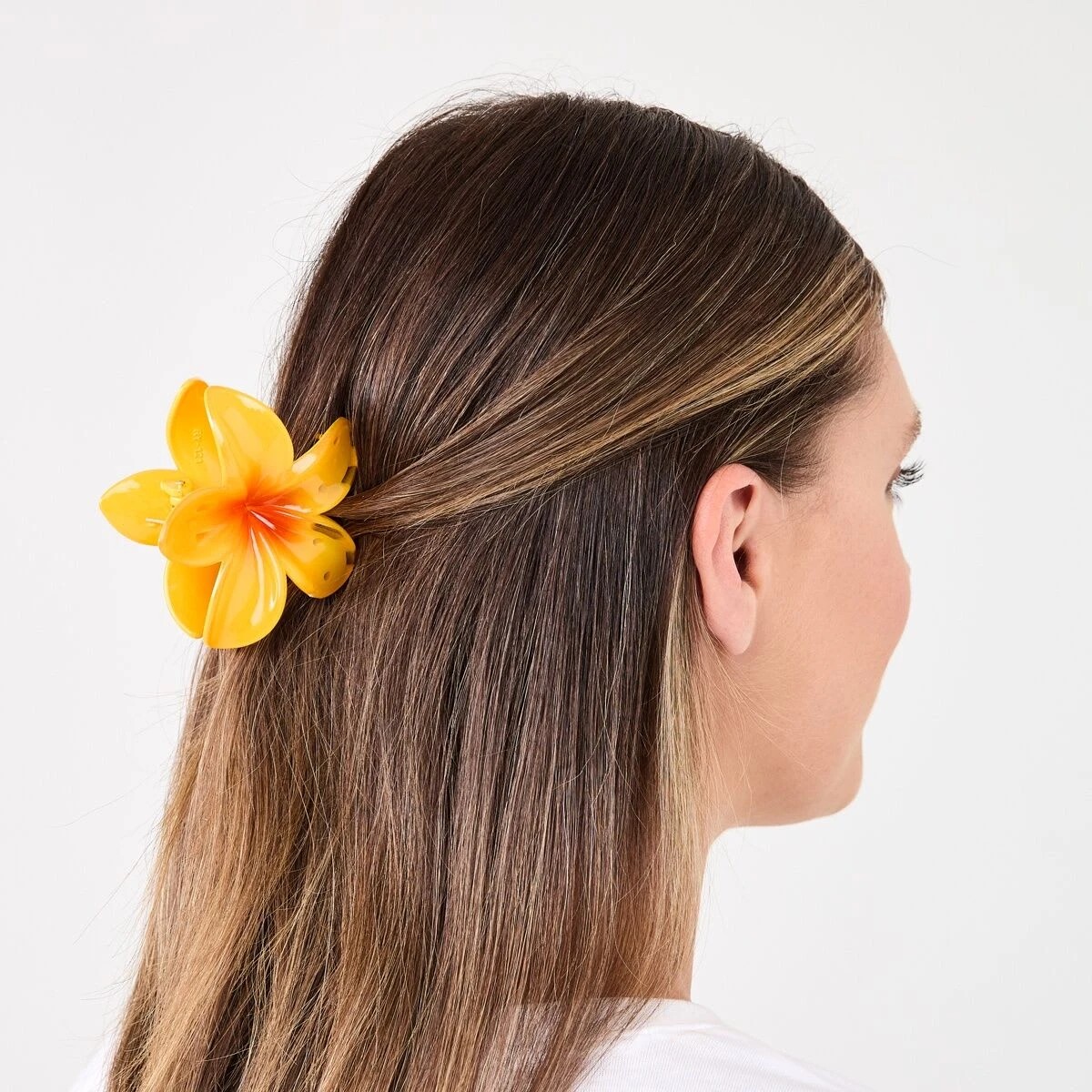 3 Orange Frangipani Claw Hair Clip, 3 of 4
