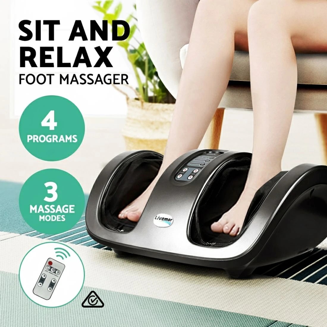 3 Livemor Foot Massager Shiatsu Massagers Electric Roller Kneading Calf Leg - Multi, 3 of 7