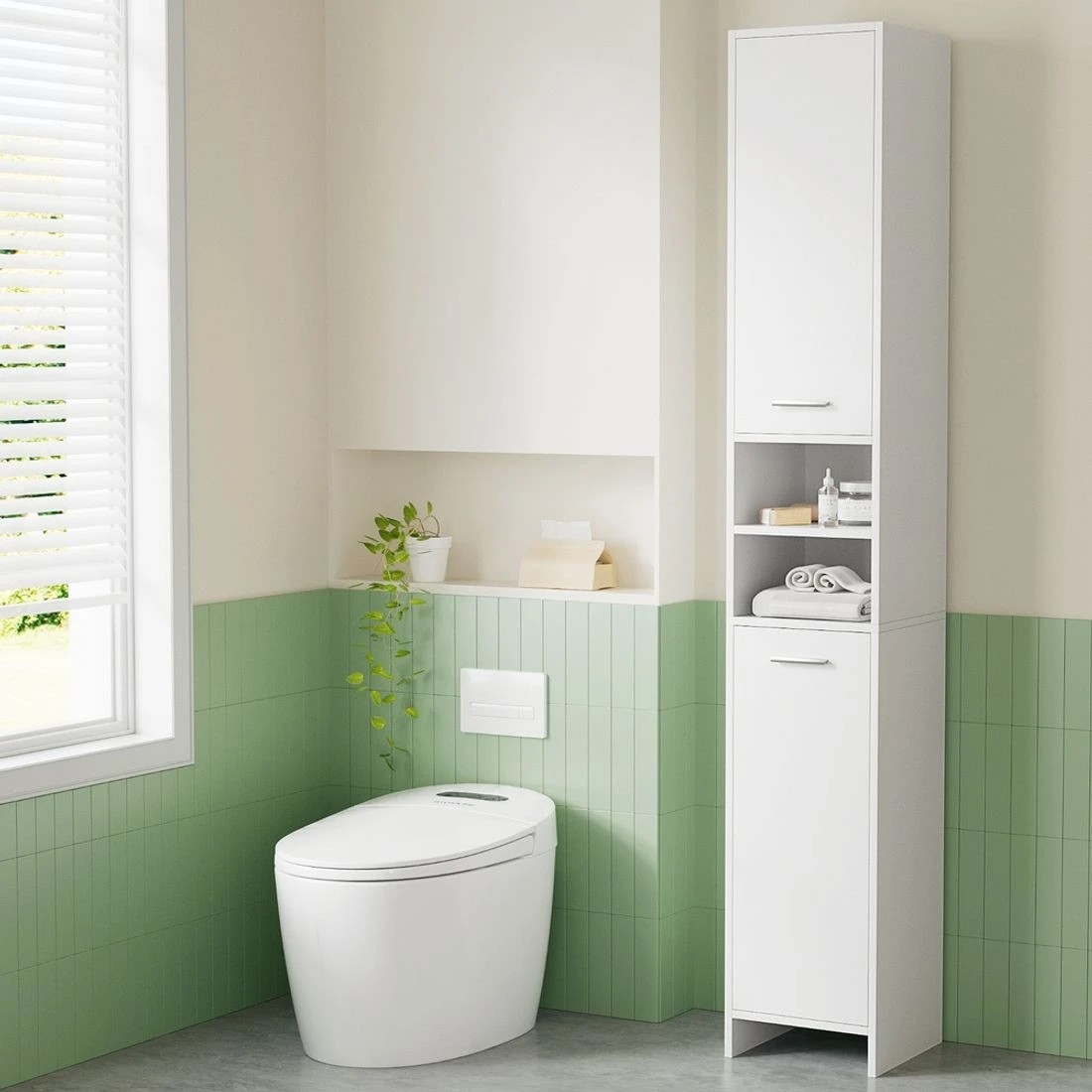 3 Artiss Bathroom Cabinet Storage 185cm - White, 3 of 8