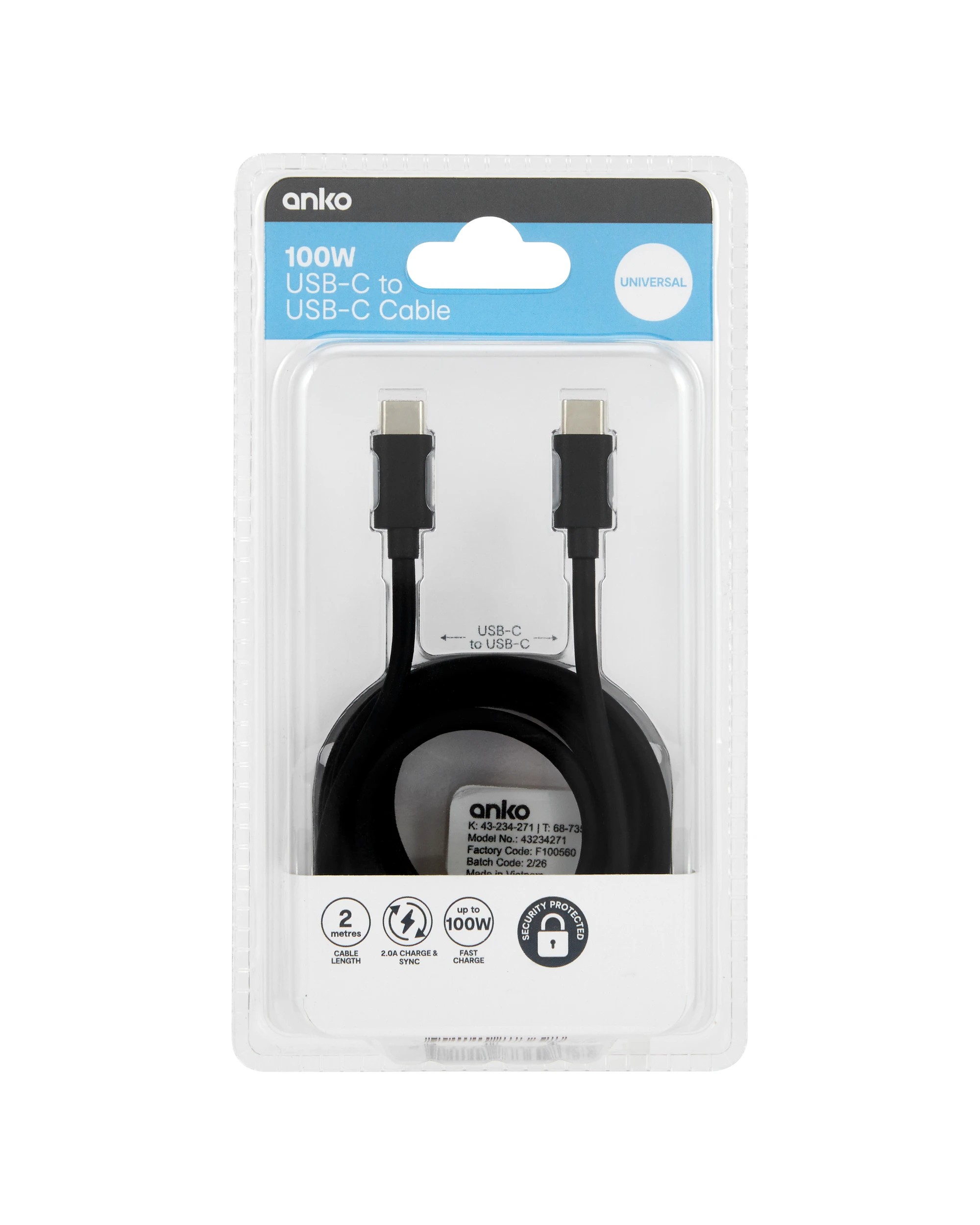 5 USB-C to USB-C Cable - 2m, Black, 5 of 5