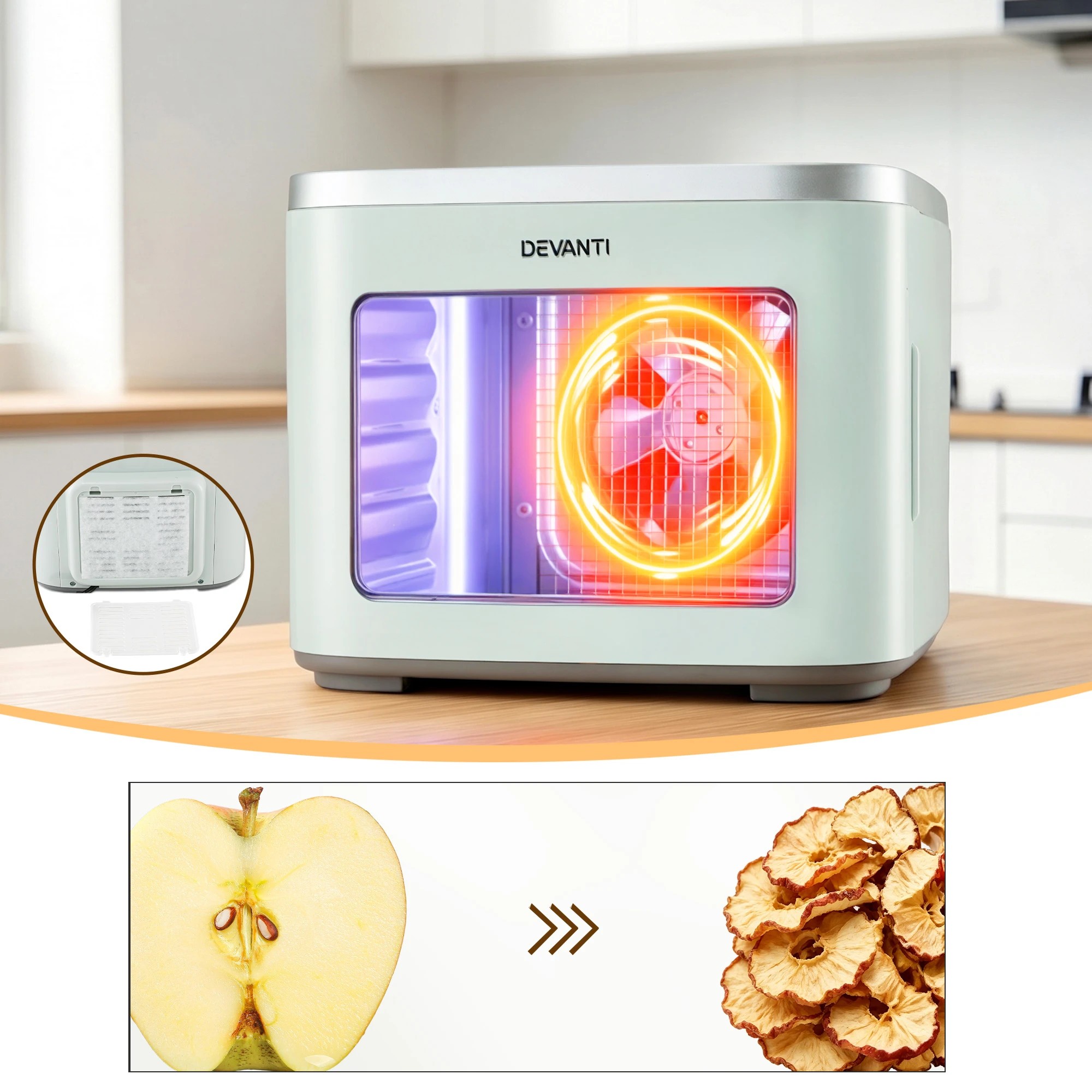 7 Devanti Food Dehydrator 5 Tray Mini Fruit Dryer Maker - Green, 7 of 7