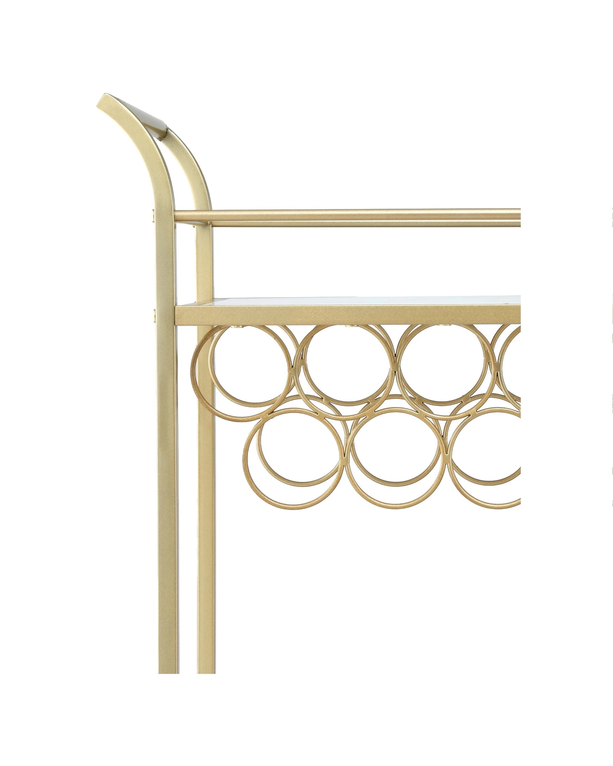 7 Artiss Bar Cart Drinks Trolley Serving Wine Rack Glass Holder Marble 85cm - Gold, 7 of 8