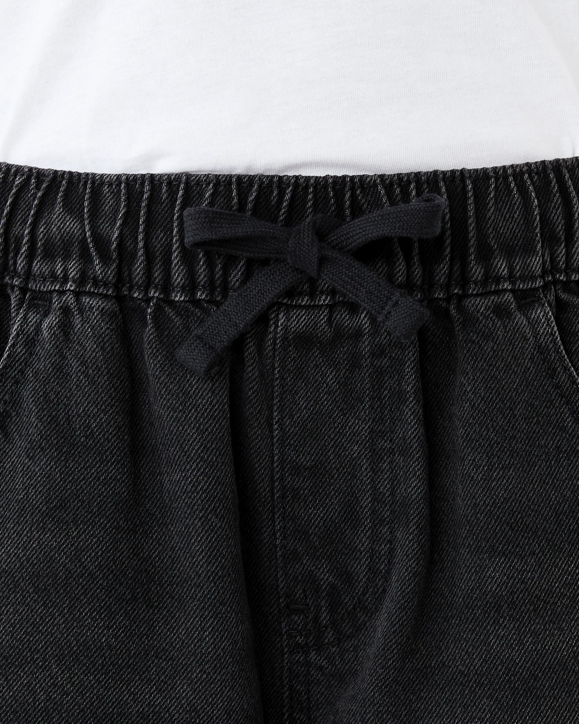 4 Wide Leg Elastic Jeans Blk Denim, 4 of 7