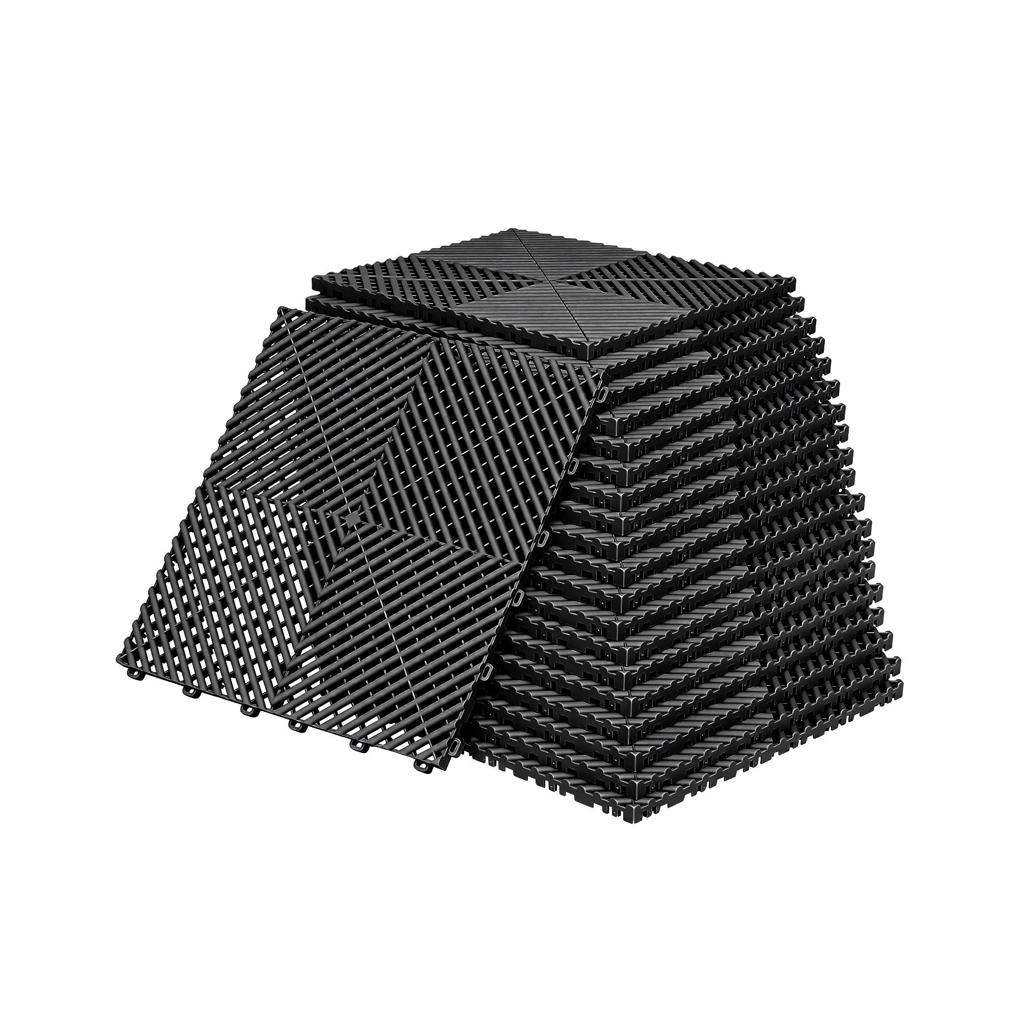 1 Giantz 20PCS Garage Floor Tiles Interlocking Drainage Non-Slip Tiles Heavy Duty for - Black, 1 of 4
