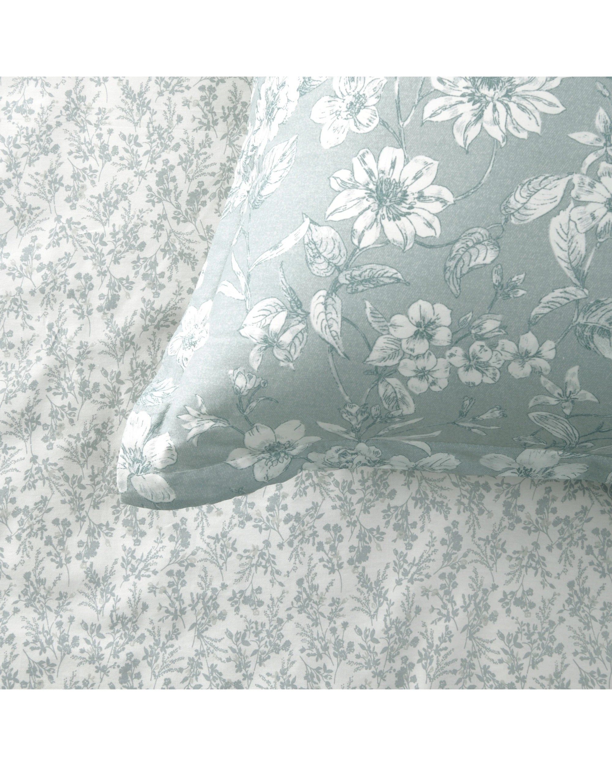 5 Dreamaker Eloise 100% Cotton Reversible Quilt Cover Set - King Single Bed - Ocean Fog, 5 of 8