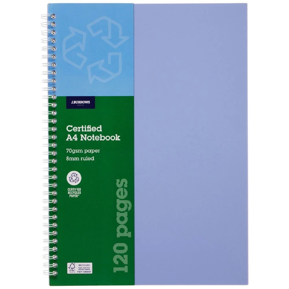 1 J.Burrows A4 Spiral Notebook Purple 120 Page, 1 of 3