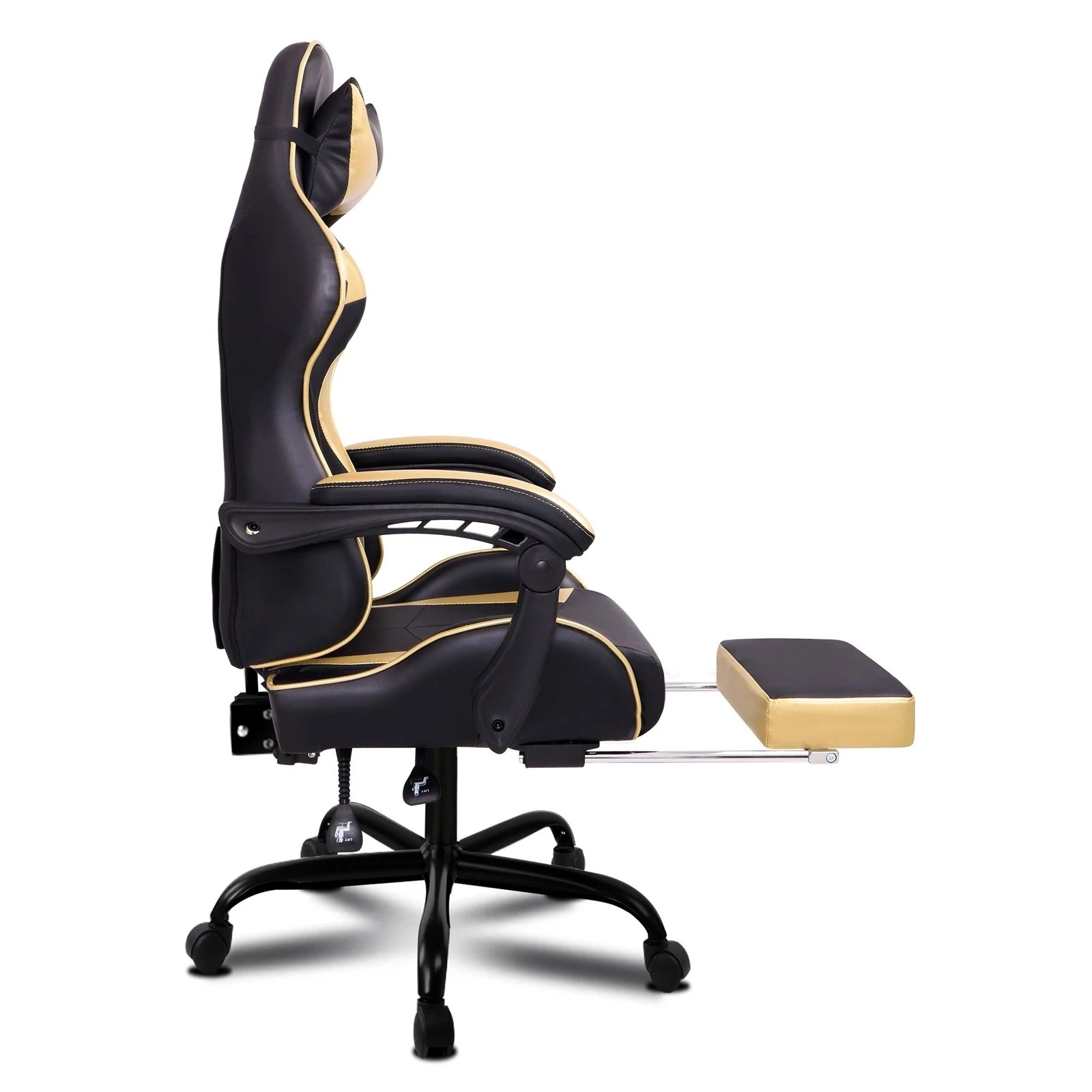 7 Alfordson Gaming Chair Office Executive Racing Footrest Seat PU Leather - Gold, 7 of 10