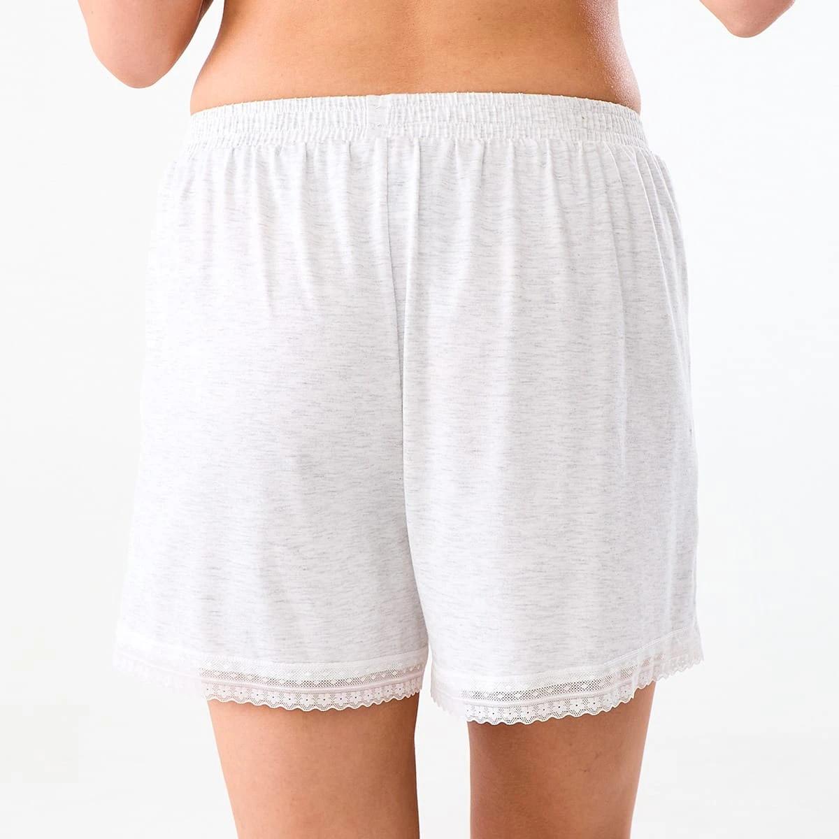 3 Lace Trim Comfort Shorts Wht Marle, 3 of 6