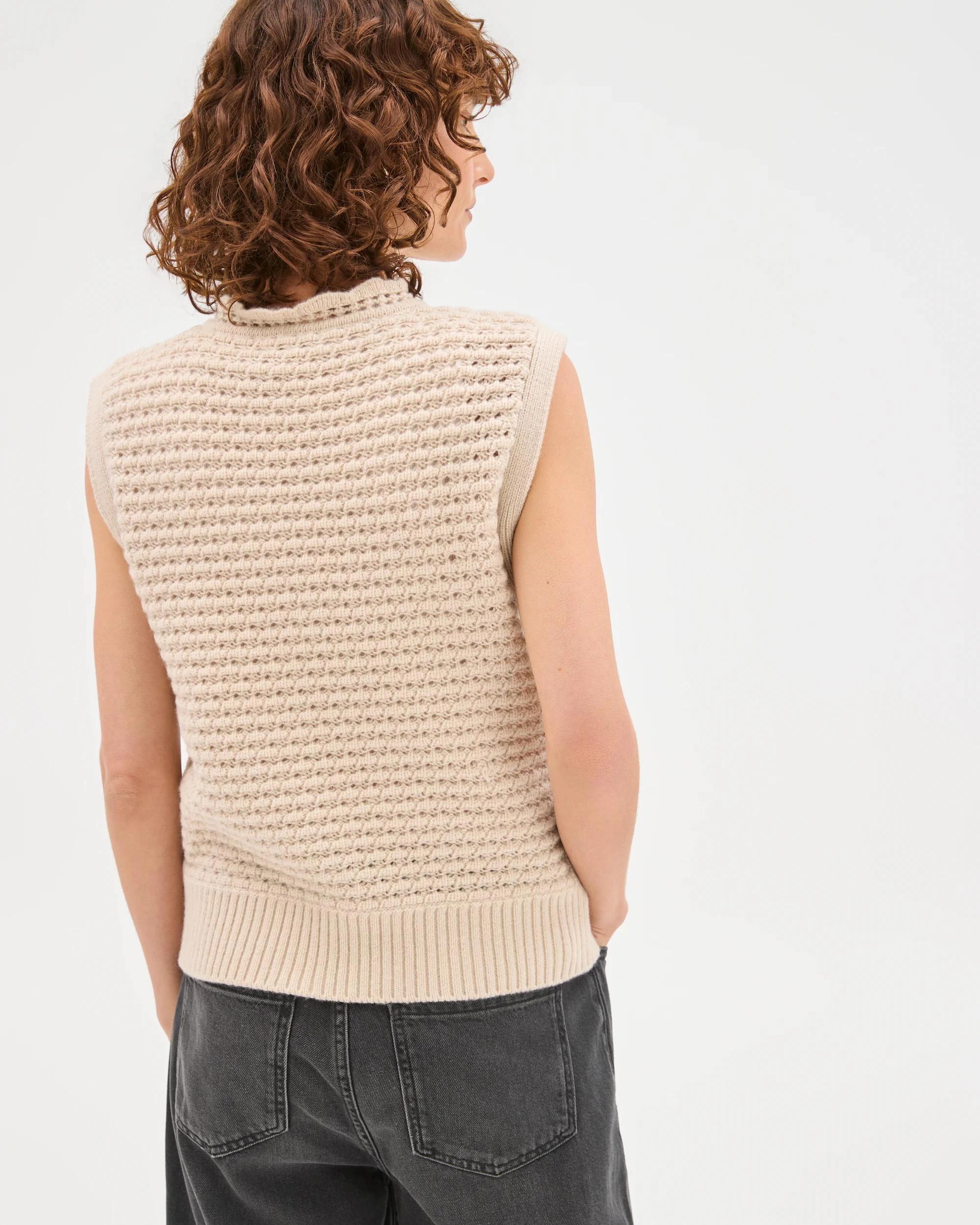 7 Target Woman Basket Stitch Ruffle Neck Vest PUMICE, 7 of 7