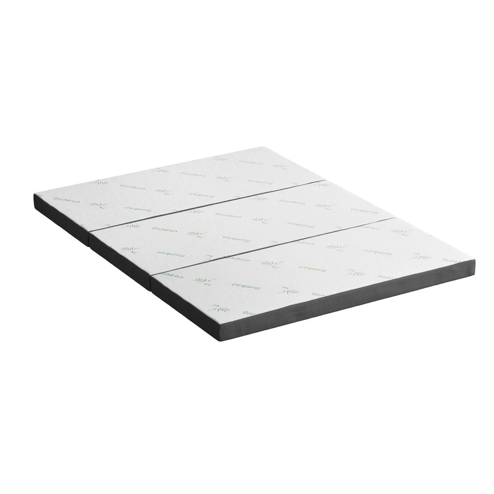 1 Giselle Foldable Mattress Folding Foam Mattresses Bamboo - Queen Bed - Black, 1 of 10